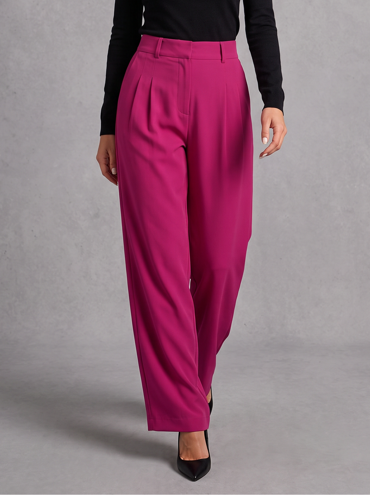 Women's Wide Leg Trousers – High Waisted Pleated Tailored Trousers