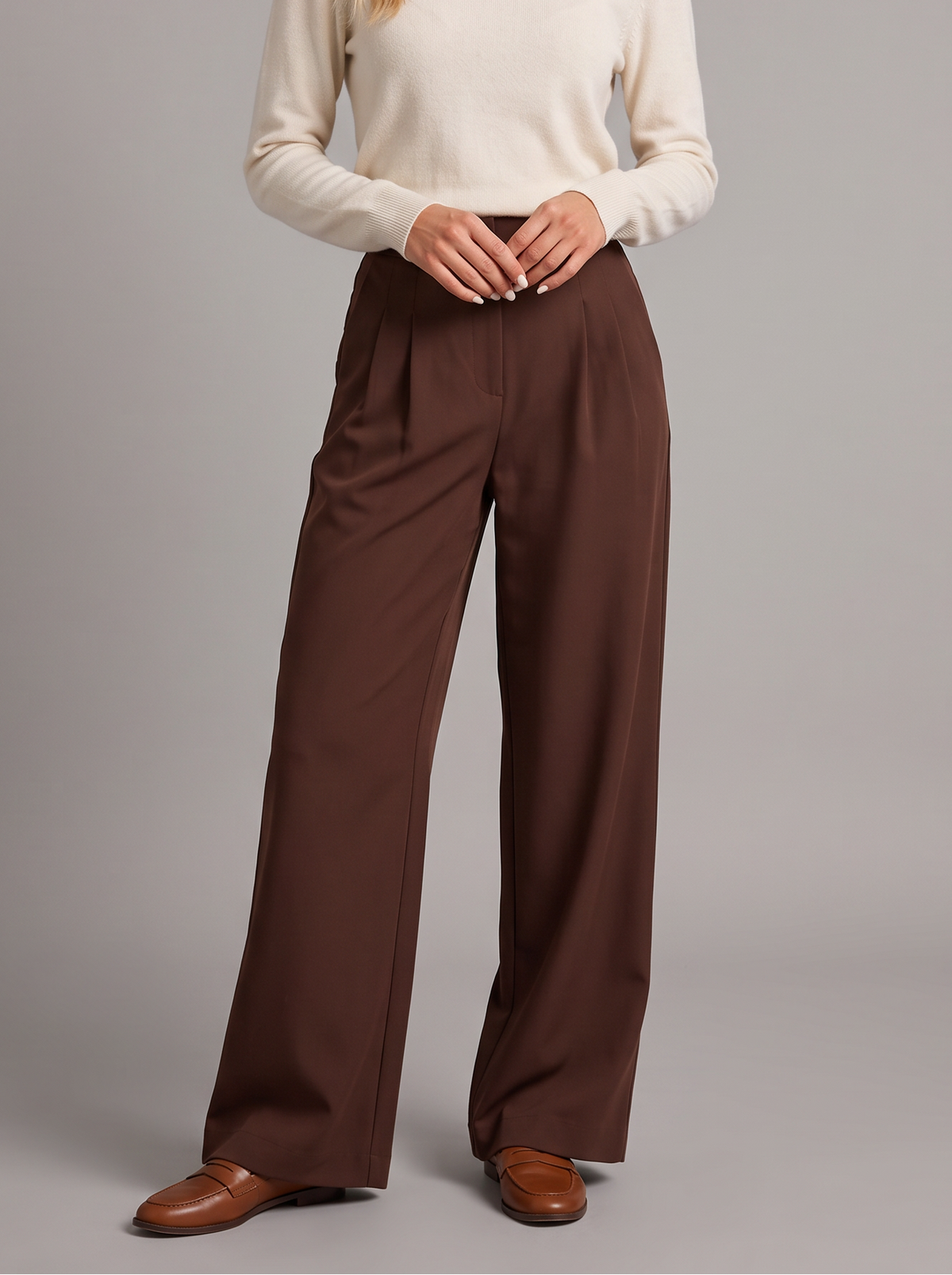 Women's Wide Leg Trousers – High Waisted Pleated Tailored Trousers