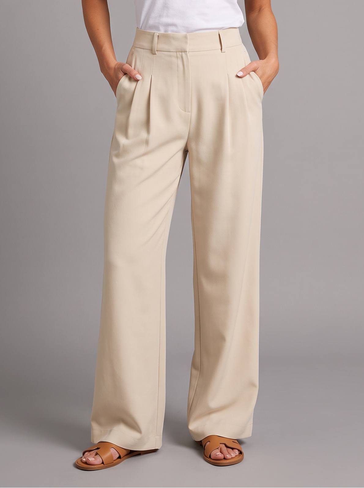 Women's Wide Leg Trousers – High Waisted Pleated Tailored Trousers