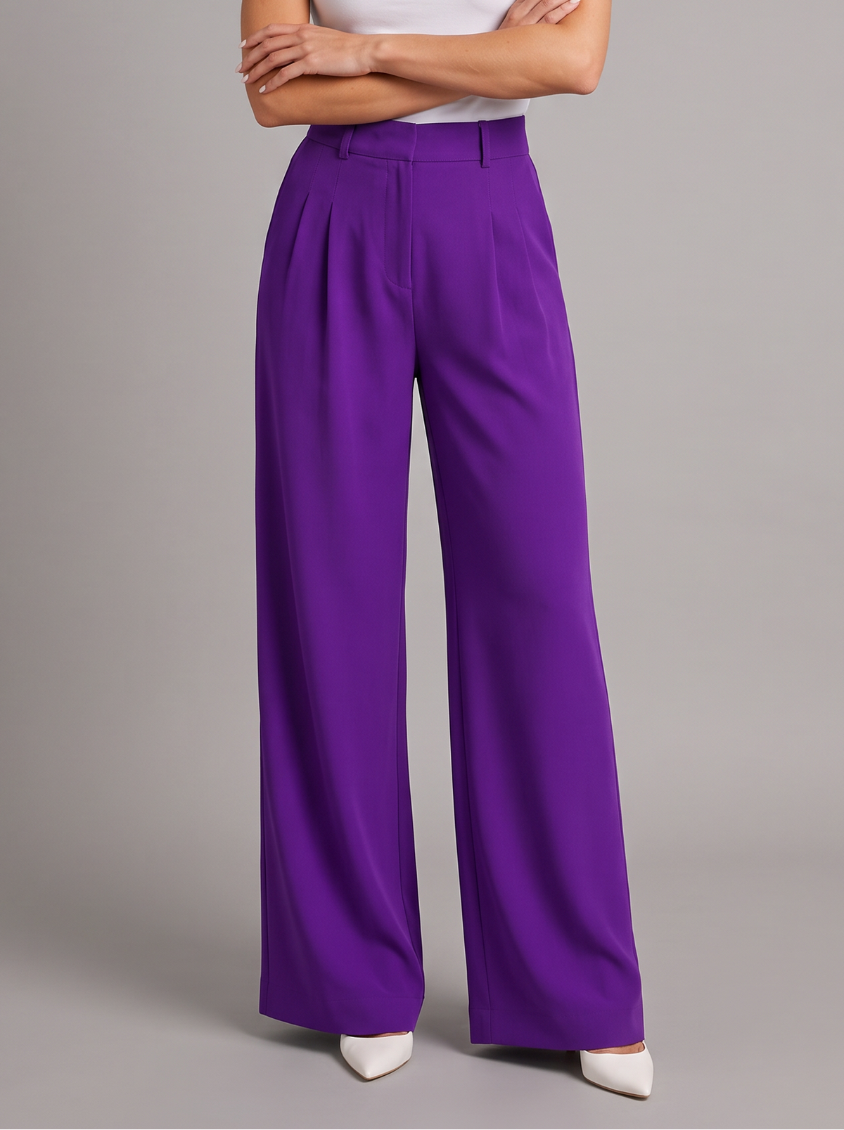 Women's Wide Leg Trousers – High Waisted Pleated Tailored Trousers