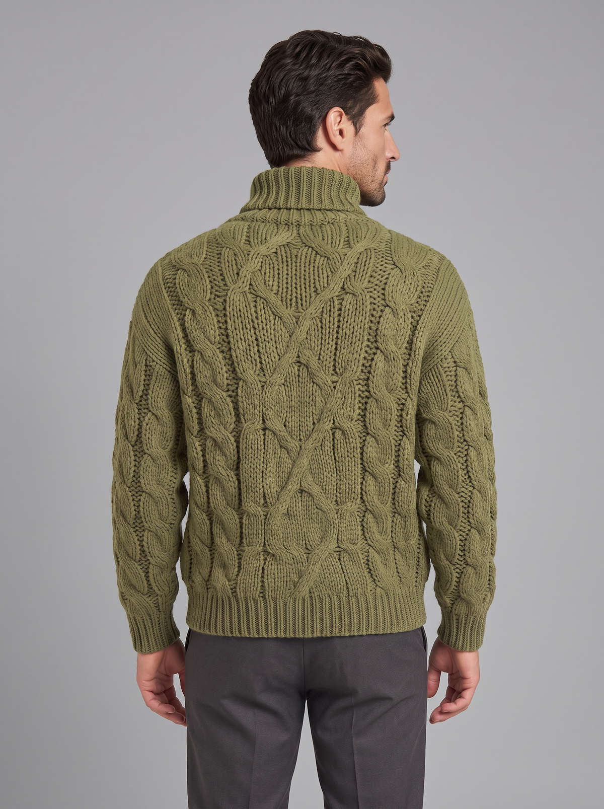 Men's Cable Knit Jumper – Chunky Roll Neck Sweater