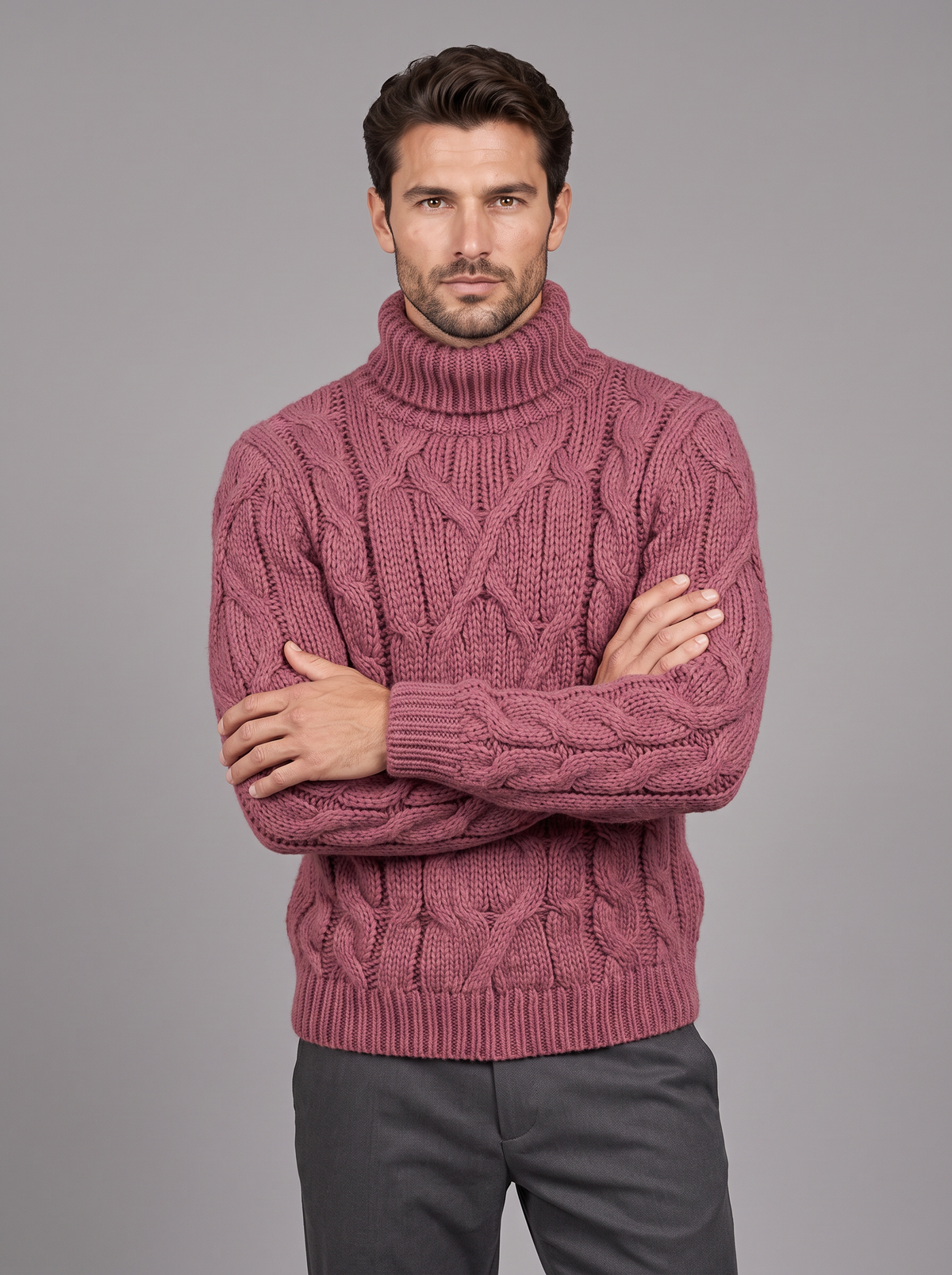 Men's Cable Knit Jumper – Chunky Roll Neck Sweater