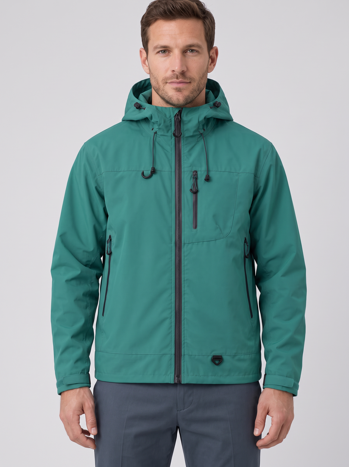 Men's Rain Jacket in Jade – front view