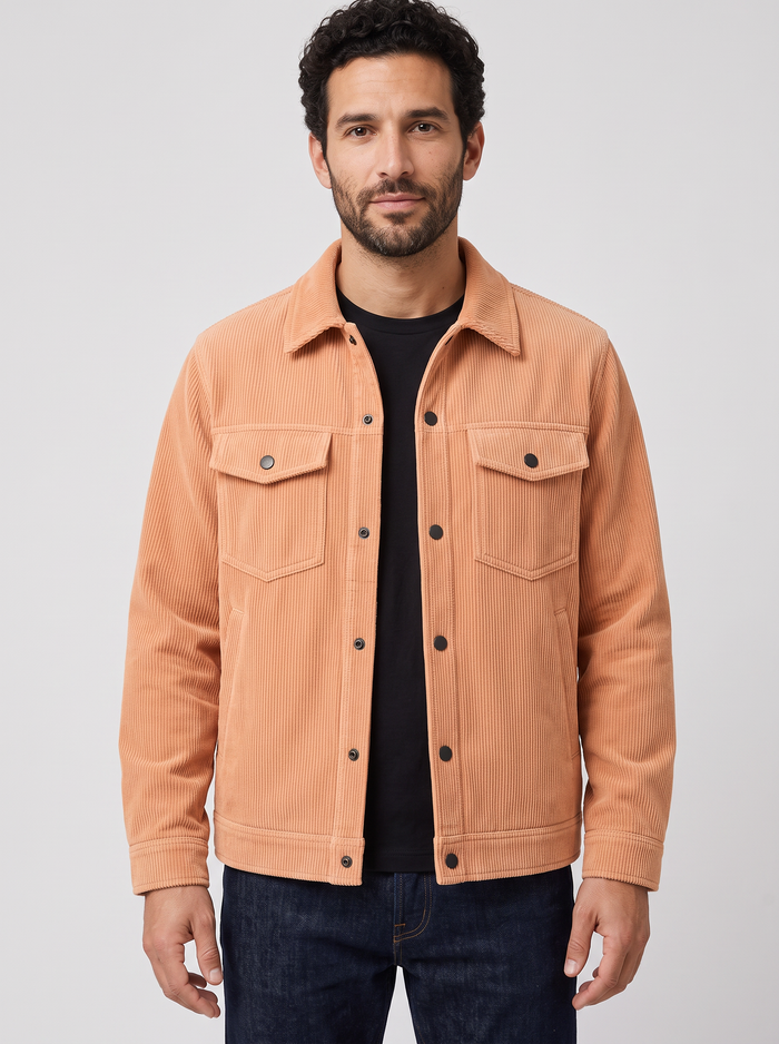 Men's Corduroy Shirt in Apricot – front view