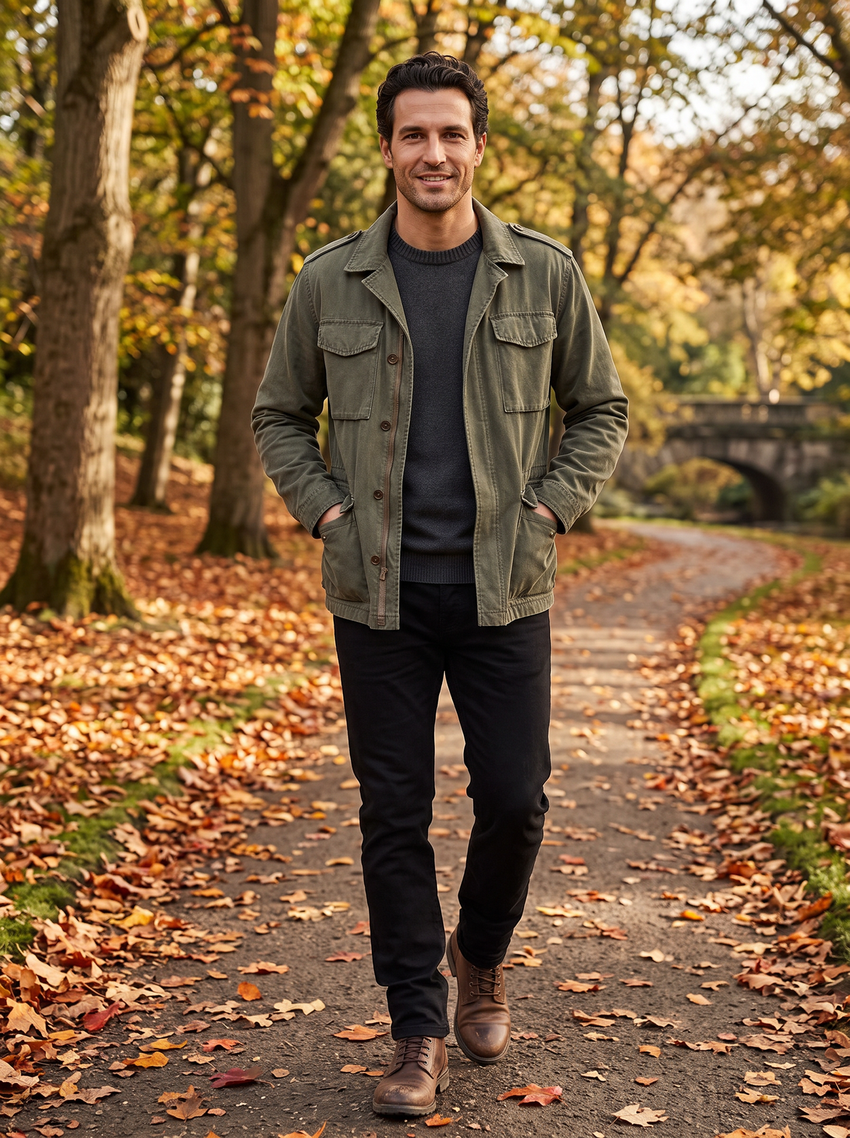 Men's Field Jacket – Vintage Military Jacket with Four Flap Pockets