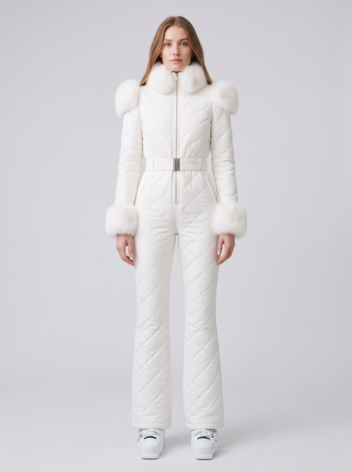 Women's Ski Suit in White – front view