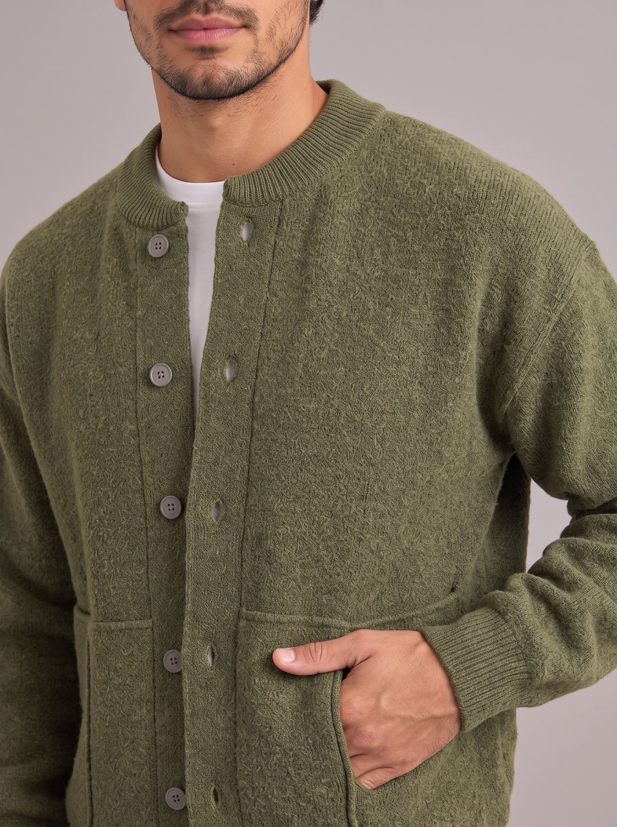 Men's Knitted Jacket – Button Cardigan with Pockets