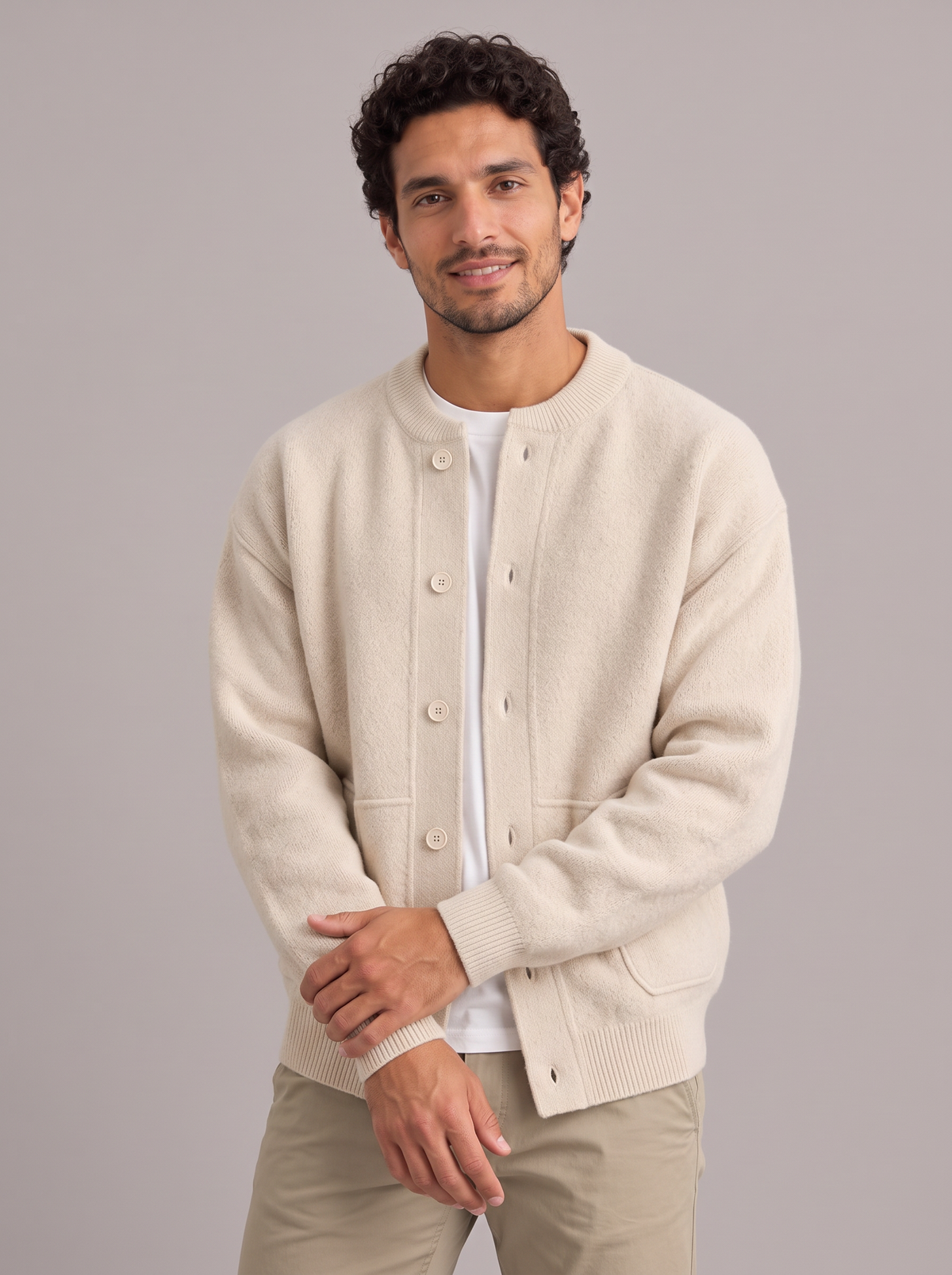 Men's Knitted Jacket – Button Cardigan with Pockets