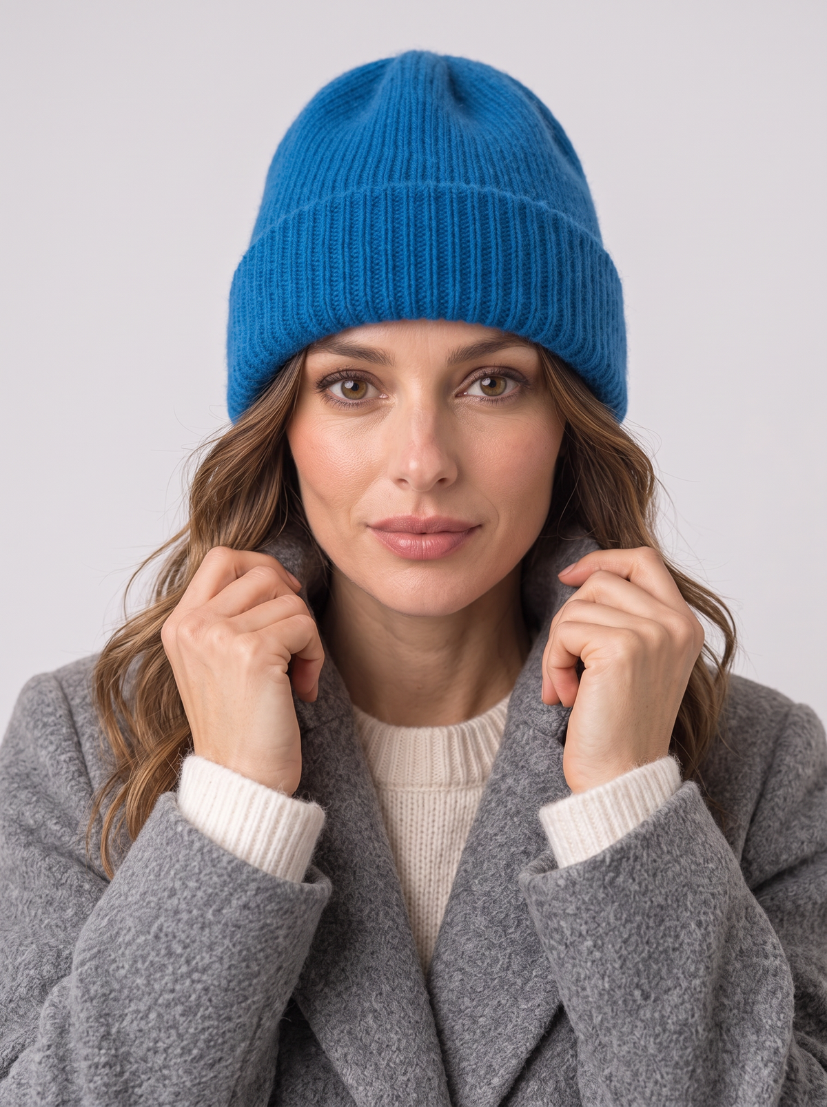 Women's Ribbed Turn Up Beanie – Cuffed Knit Winter Hat