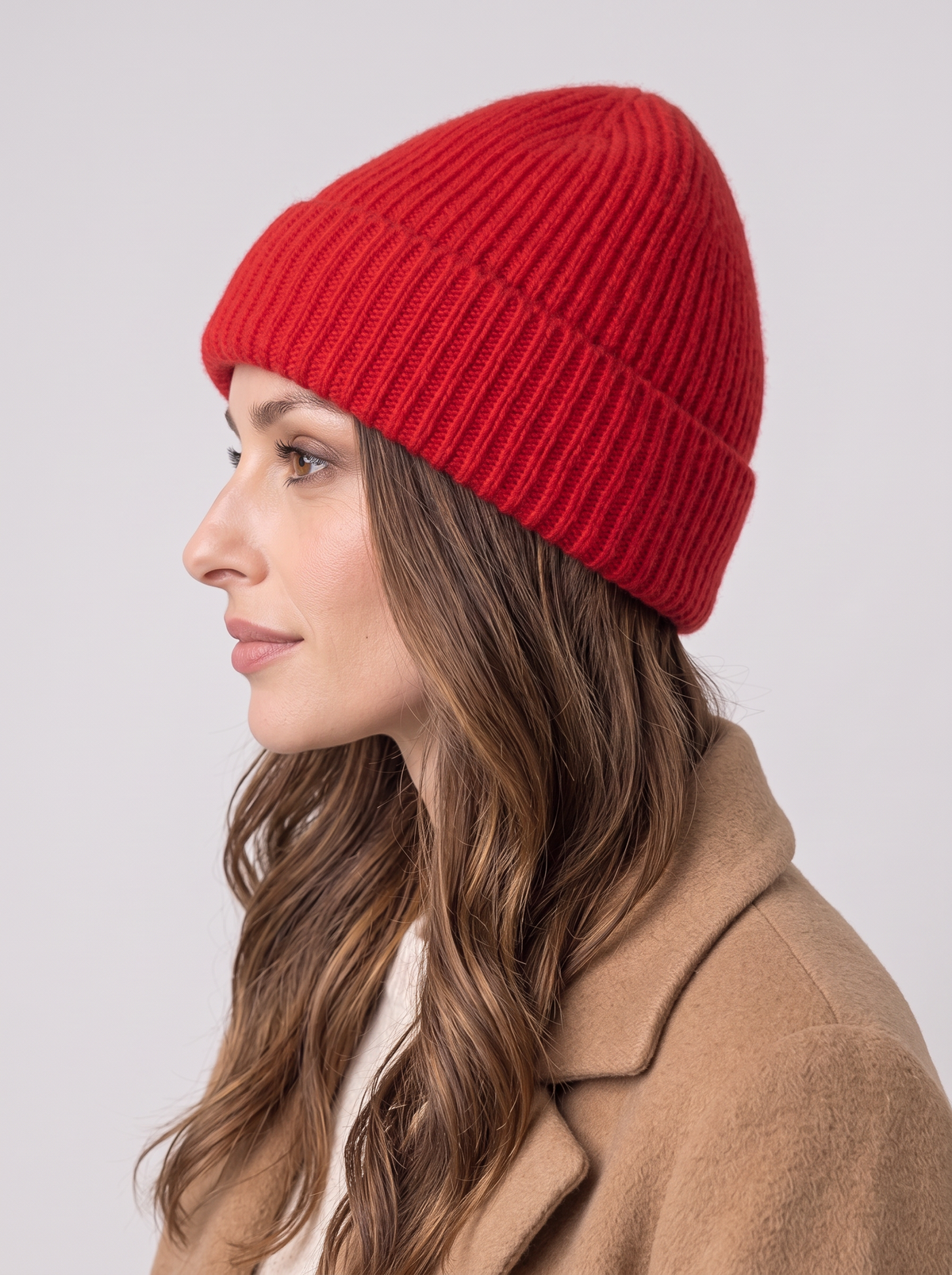 Women's Ribbed Turn Up Beanie – Cuffed Knit Winter Hat