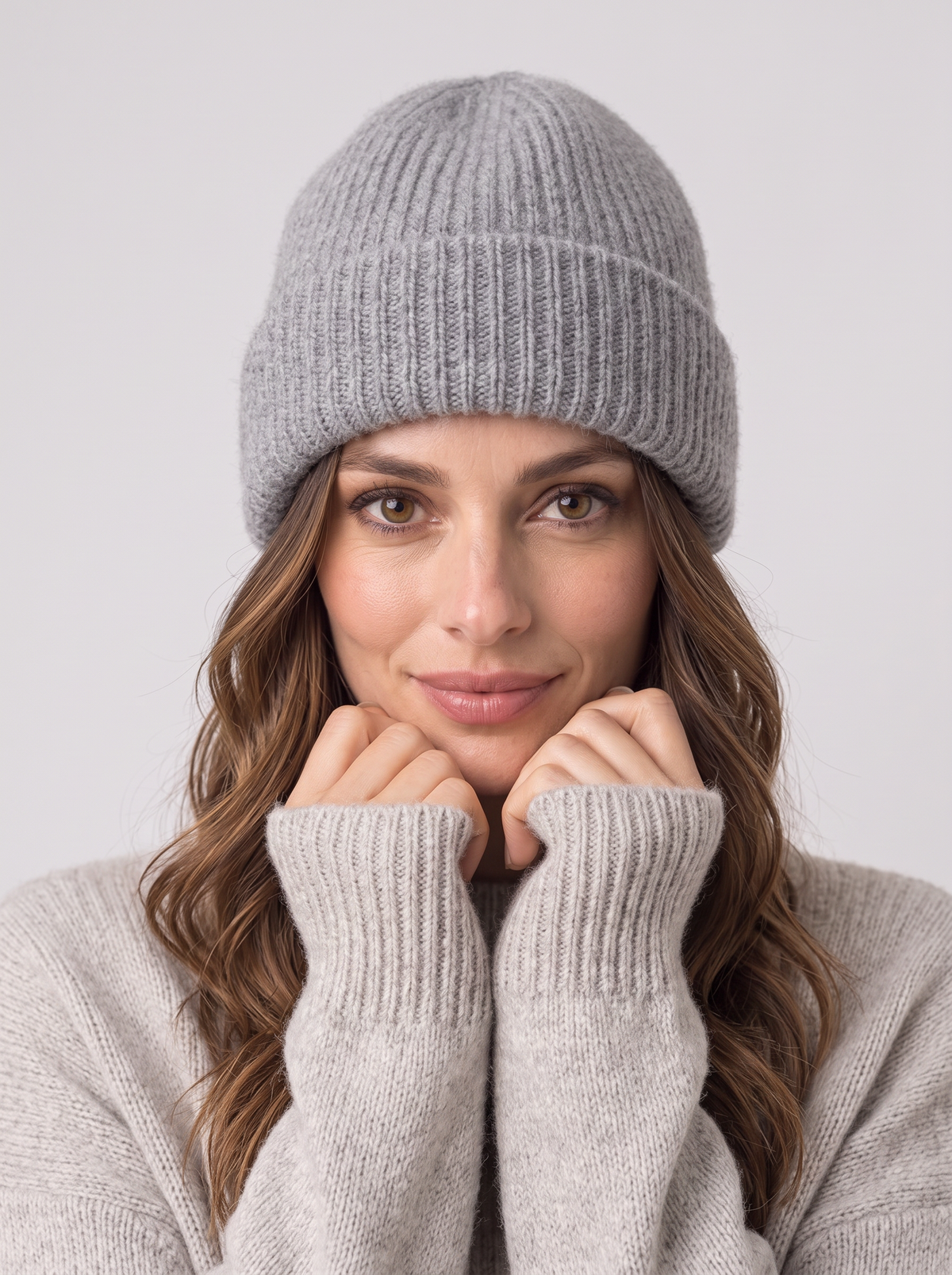Women's Ribbed Turn Up Beanie – Cuffed Knit Winter Hat