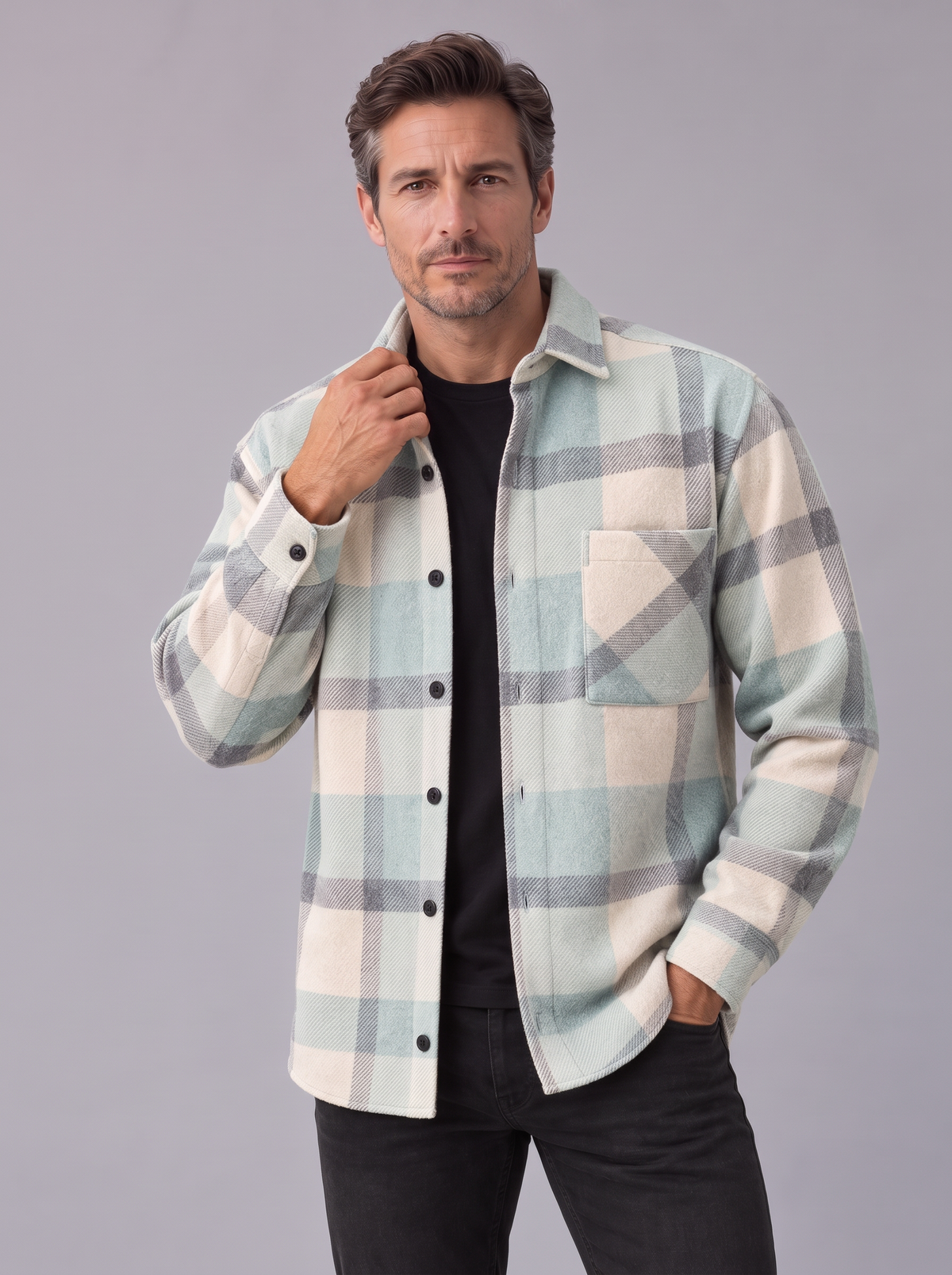 Men's Brushed Flannel Shacket – Check Overshirt