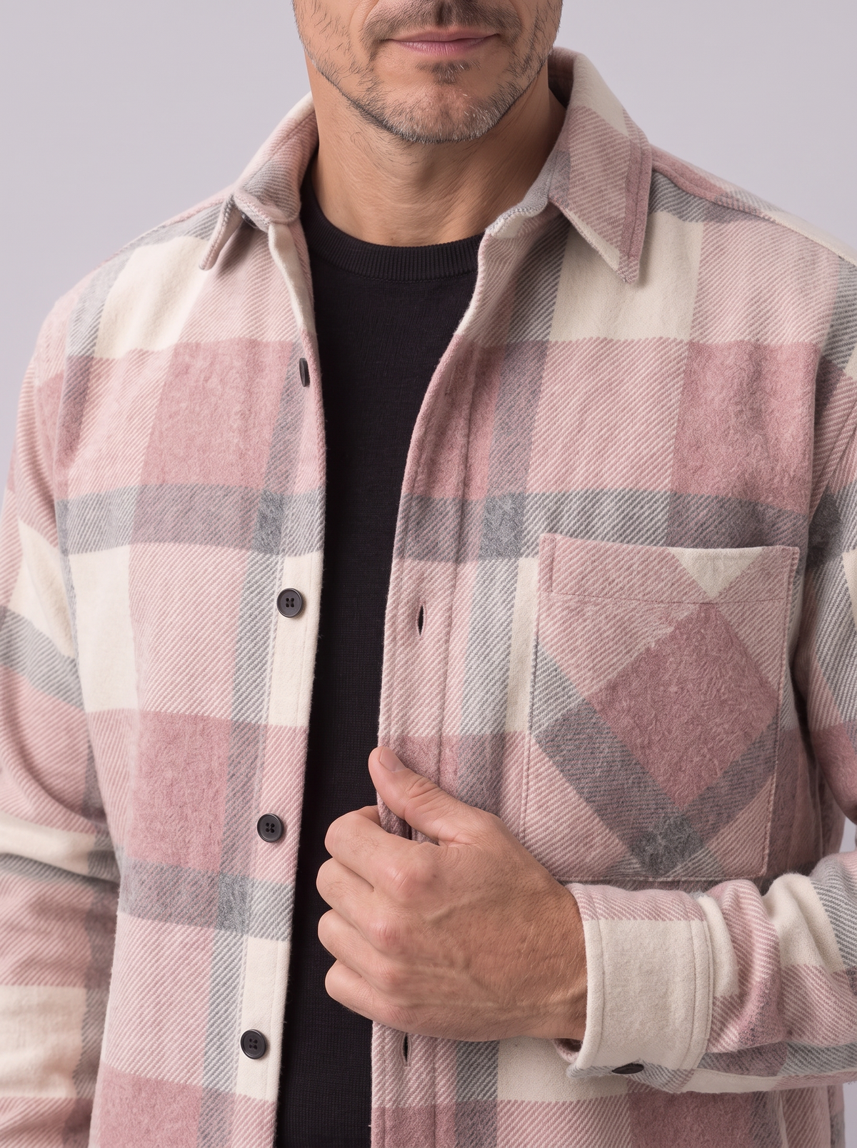Men's Brushed Flannel Shacket – Check Overshirt