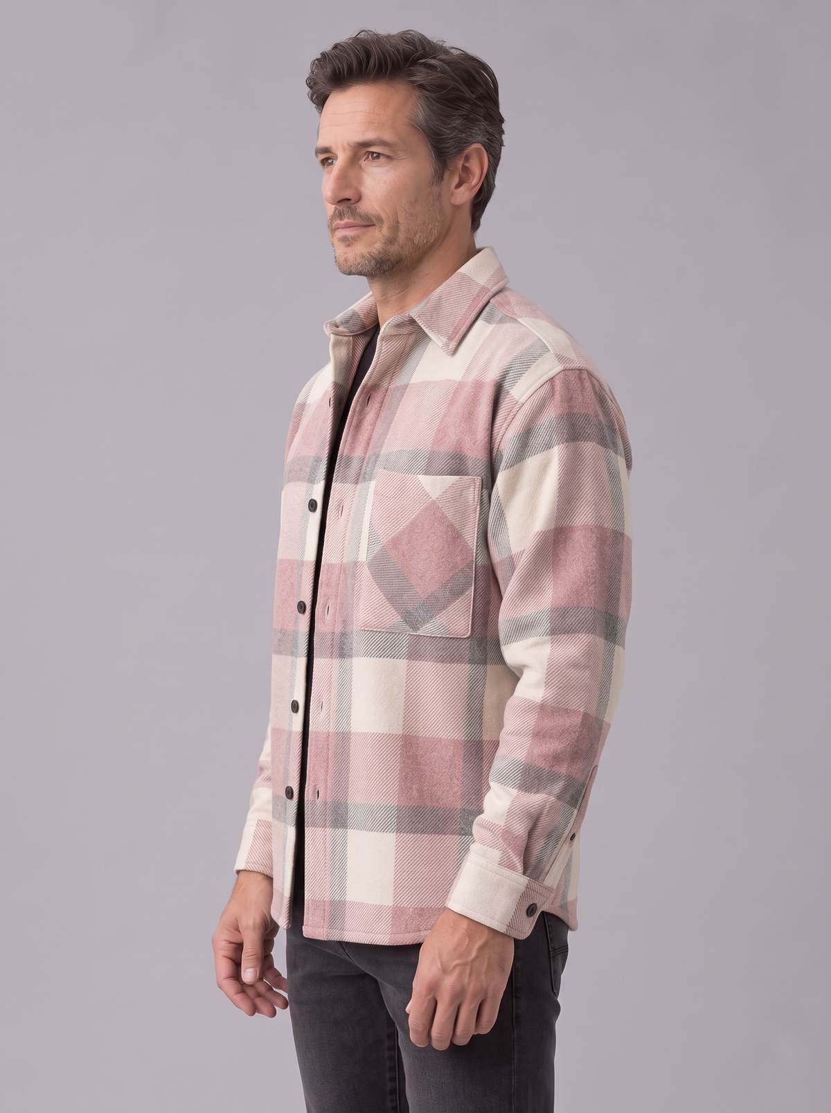 Men's Brushed Flannel Shacket – Check Overshirt