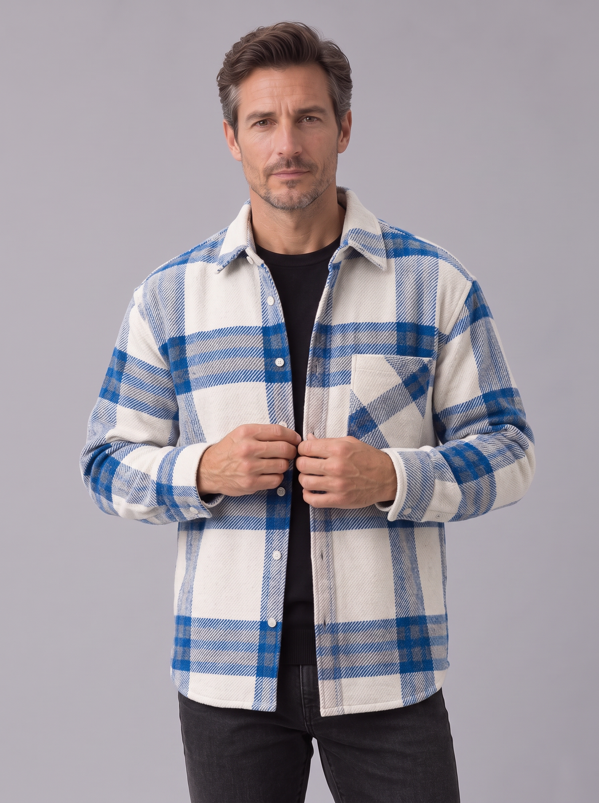 Men's Brushed Flannel Shacket – Check Overshirt
