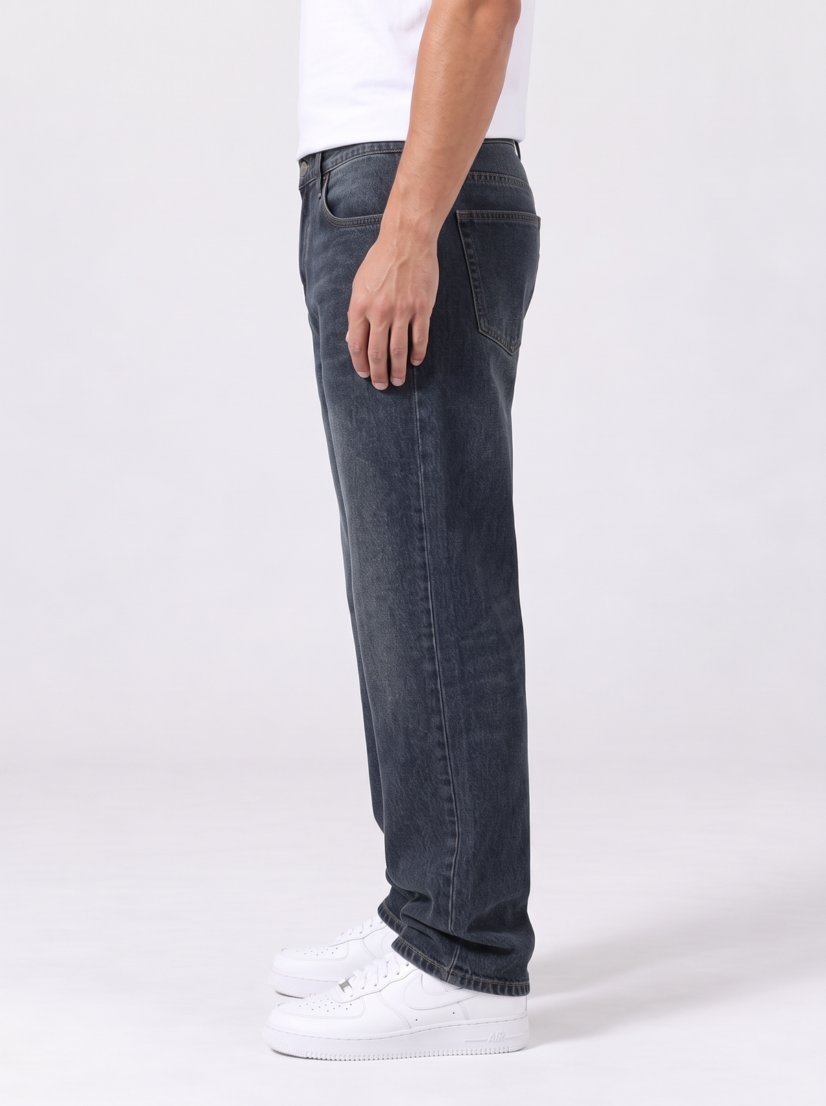 Men's Loose Straight Jeans – Washed Denim