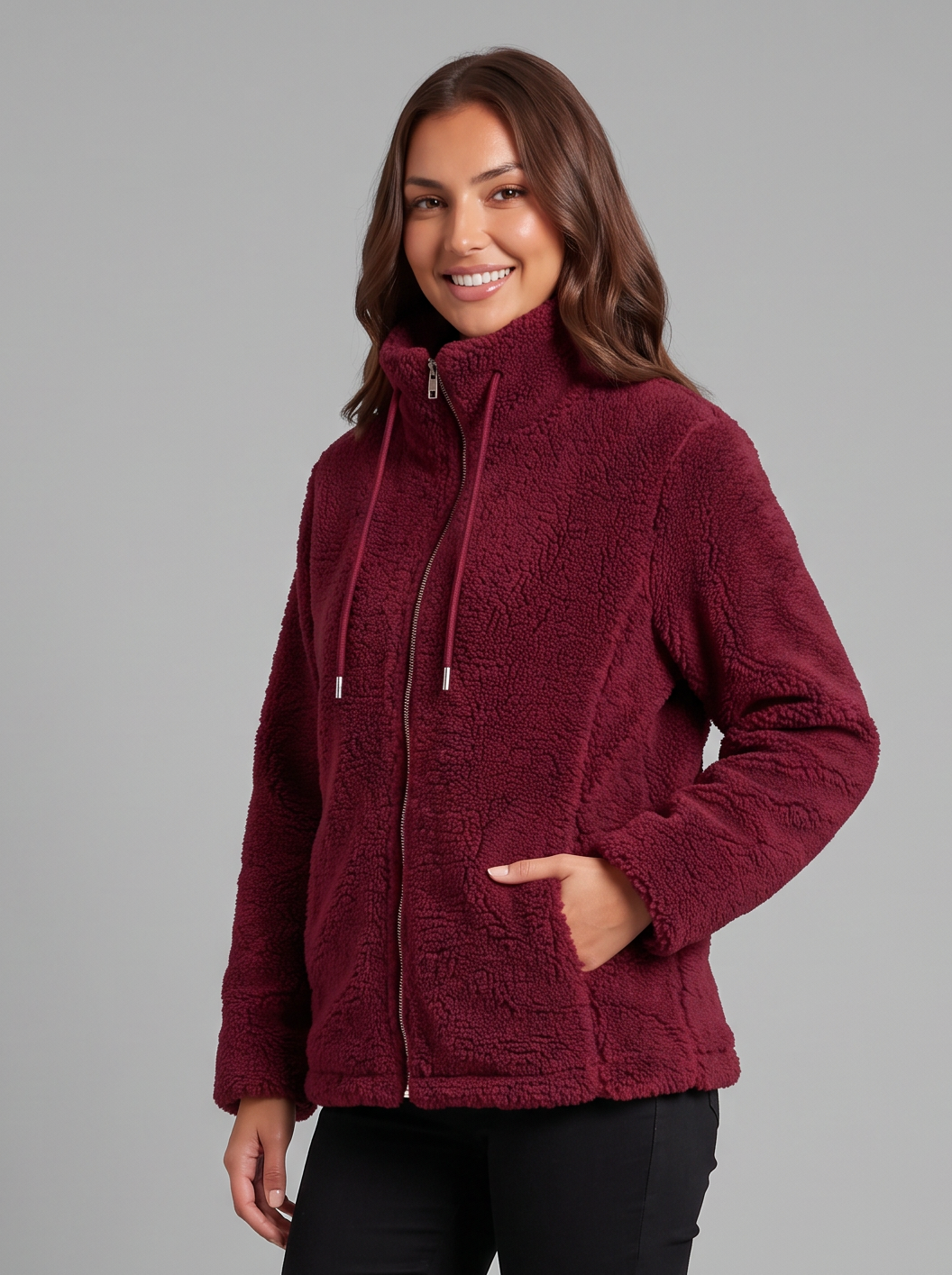 Women's Teddy Fleece Jacket – Full Zip High Neck