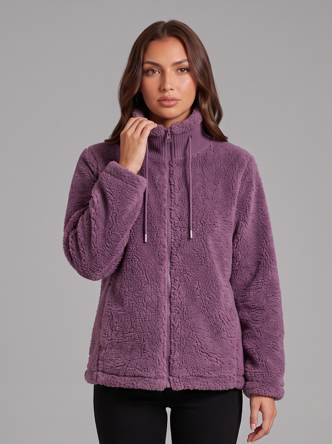 Women's Teddy Fleece Jacket – Full Zip High Neck