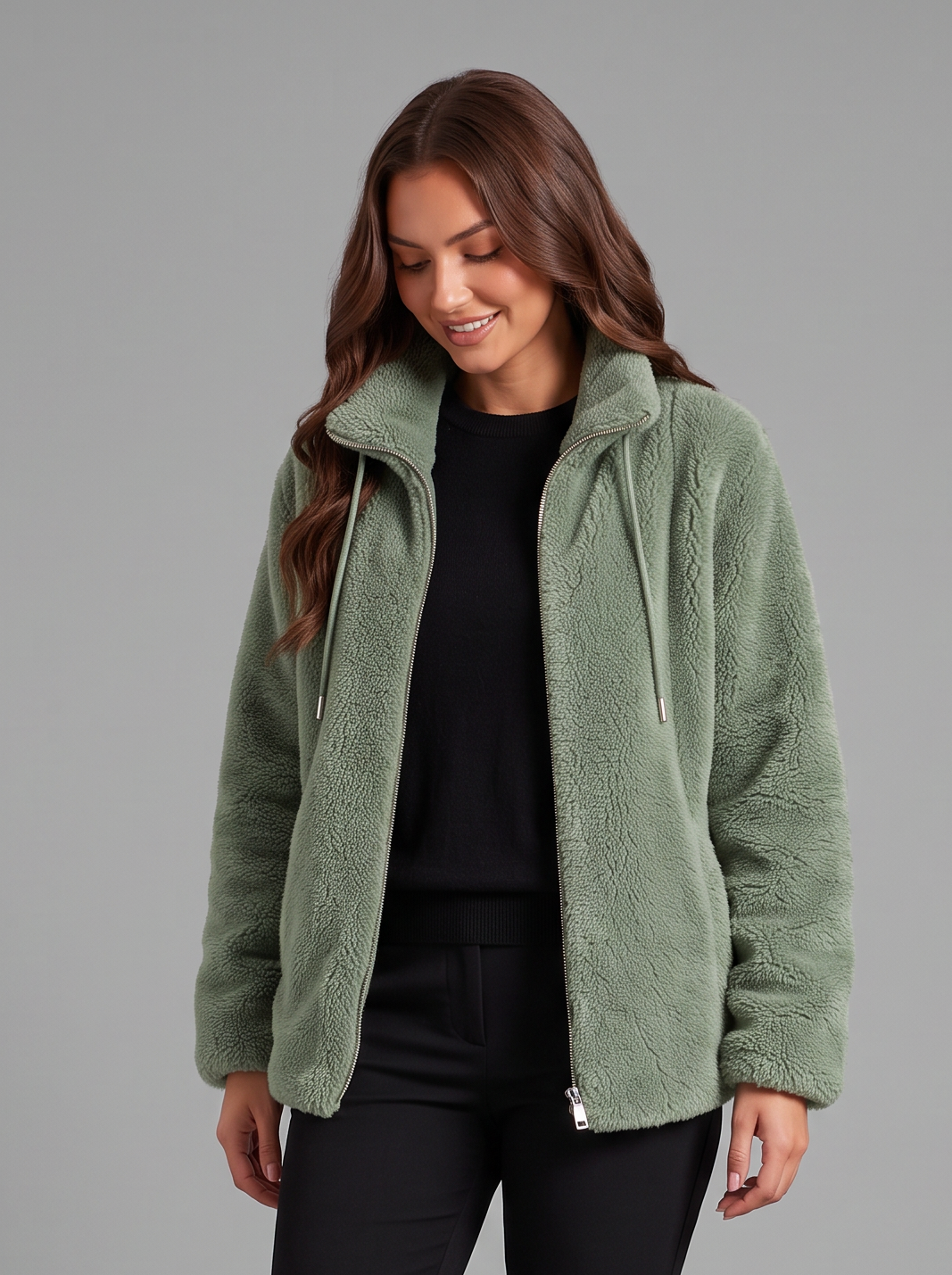Women's Teddy Fleece Jacket – Full Zip High Neck