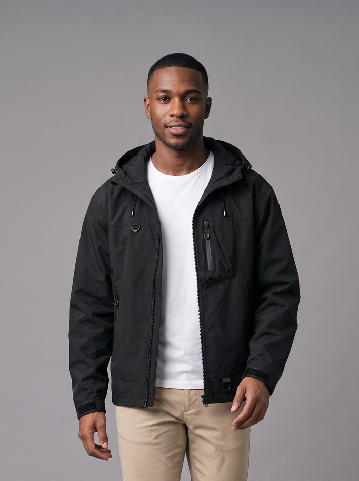 Men's Lightweight Hooded Rain Jacket – Windproof Shell