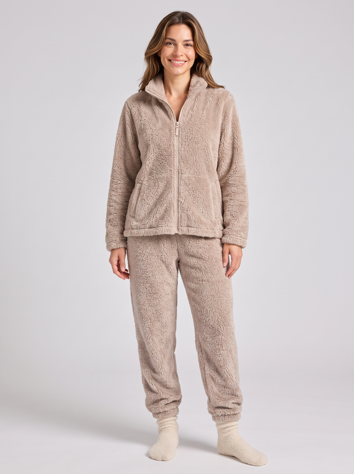 Women's Teddy Lounge Set – Zip Jacket & Joggers