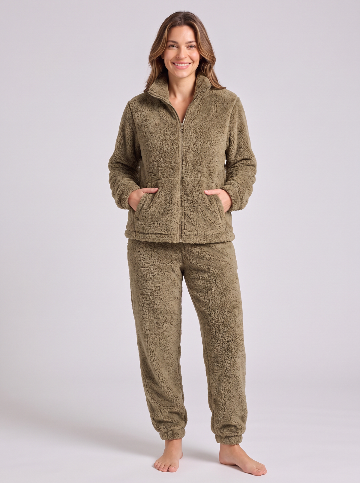 Women's Teddy Lounge Set – Zip Jacket & Joggers