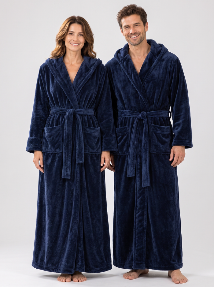 His & Hers Dressing Gowns – Matching Hooded Fleece Robes