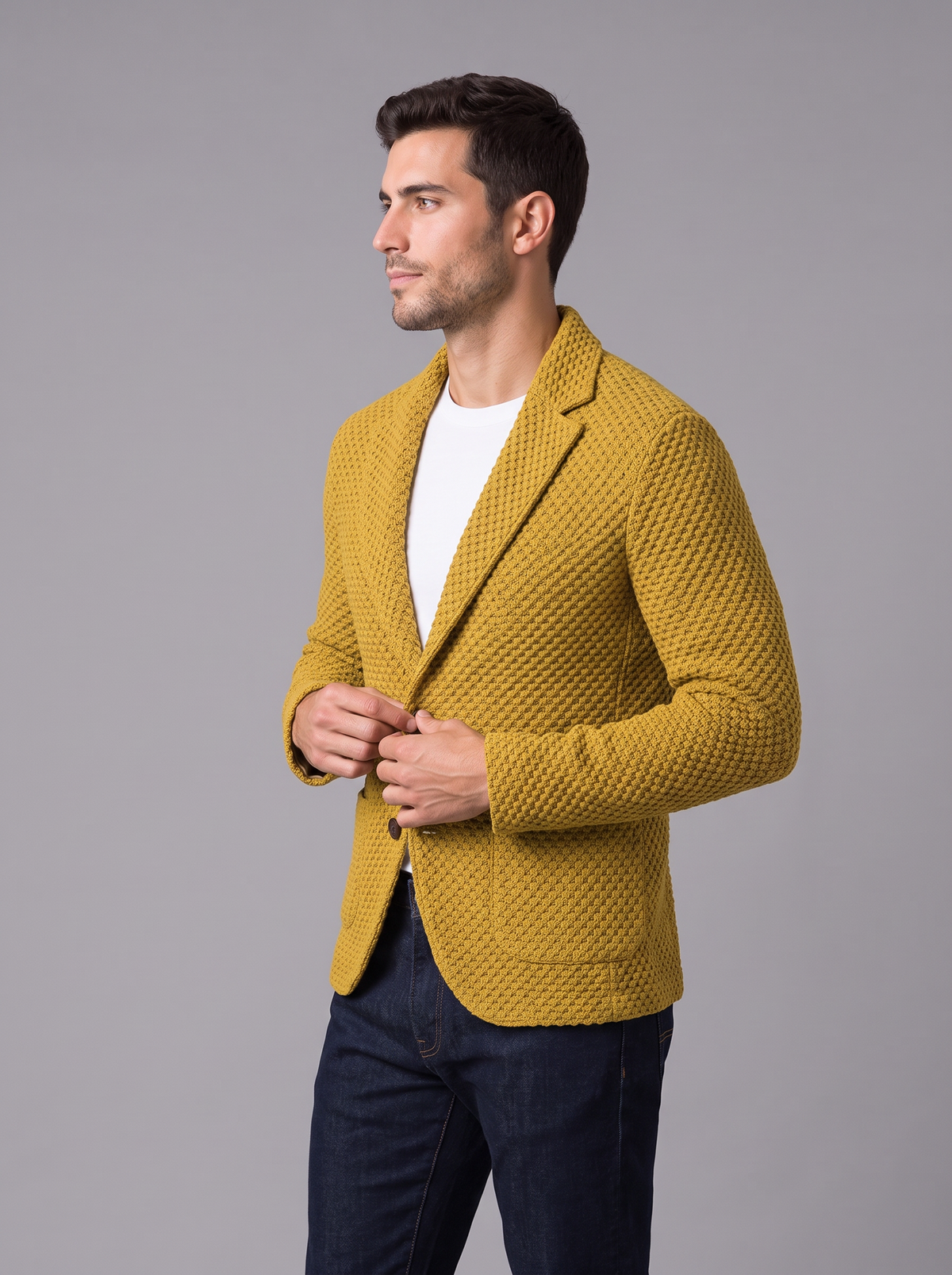 Men's Textured Blazer – Single Breasted Smart Jacket