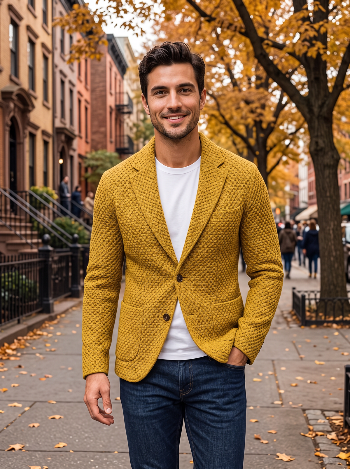Men's Textured Blazer – Single Breasted Smart Jacket