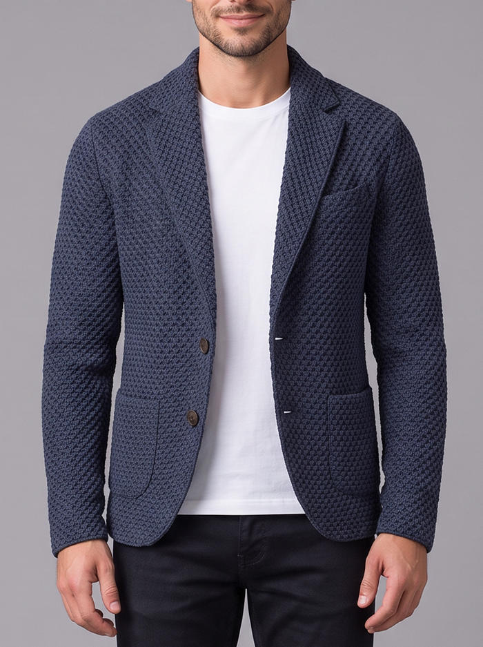 Men's Textured Blazer – Single Breasted Smart Jacket