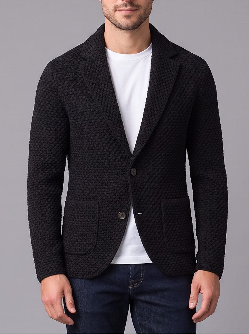 Men's Textured Blazer – Single Breasted Smart Jacket