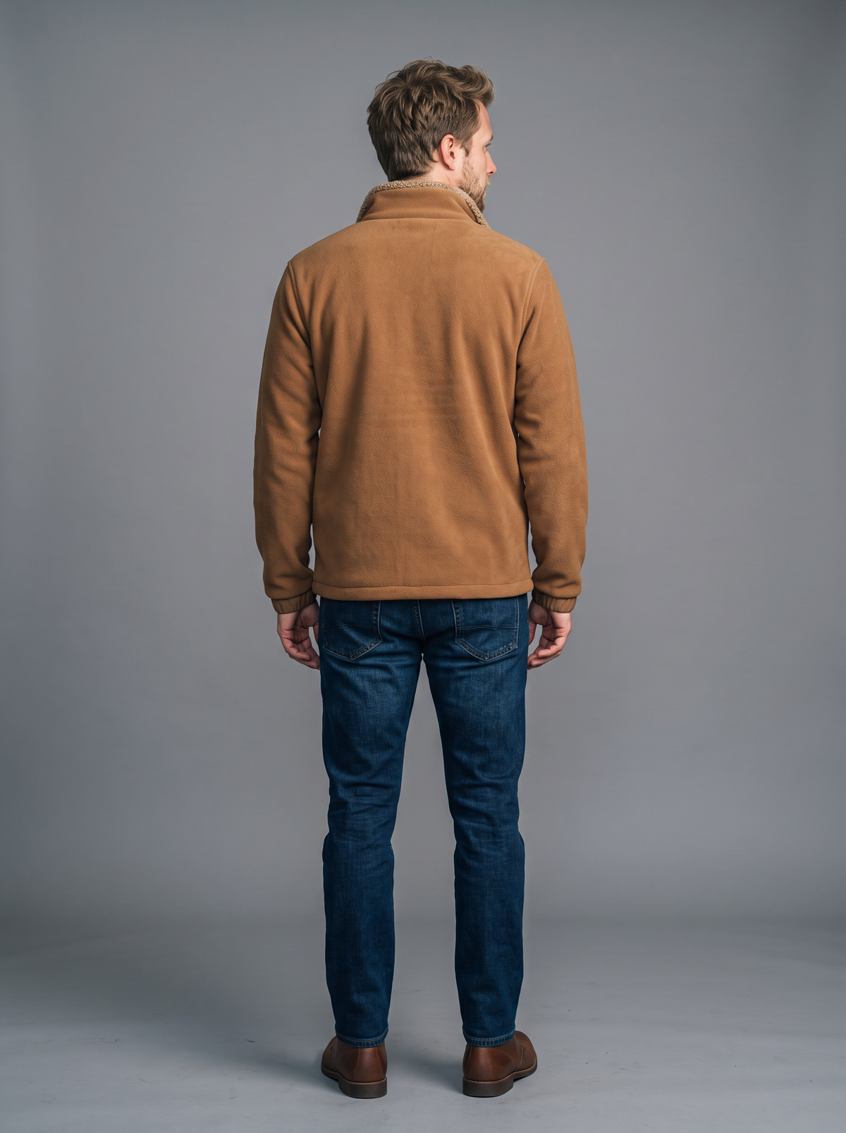 Men's Sherpa Lined Fleece Jacket – Zip Up Stand Collar