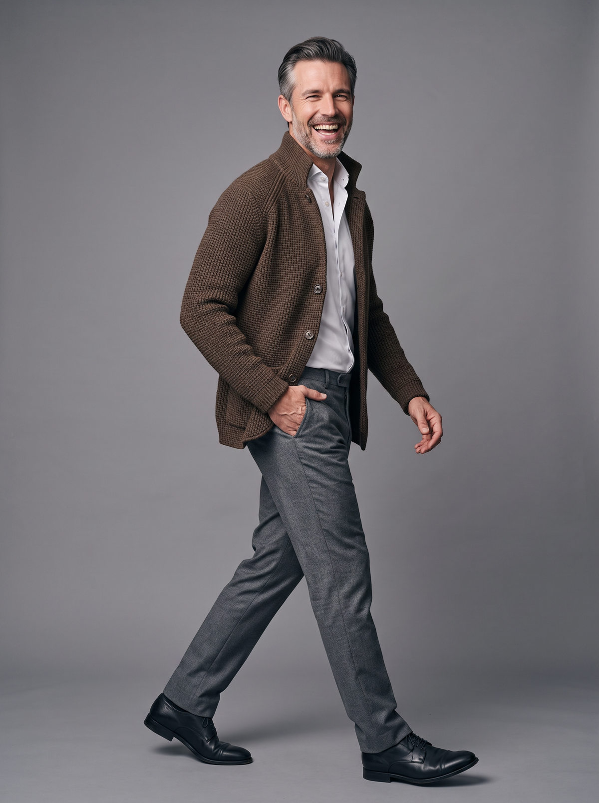 Men's Collared Knit Cardigan – Textured Button Up