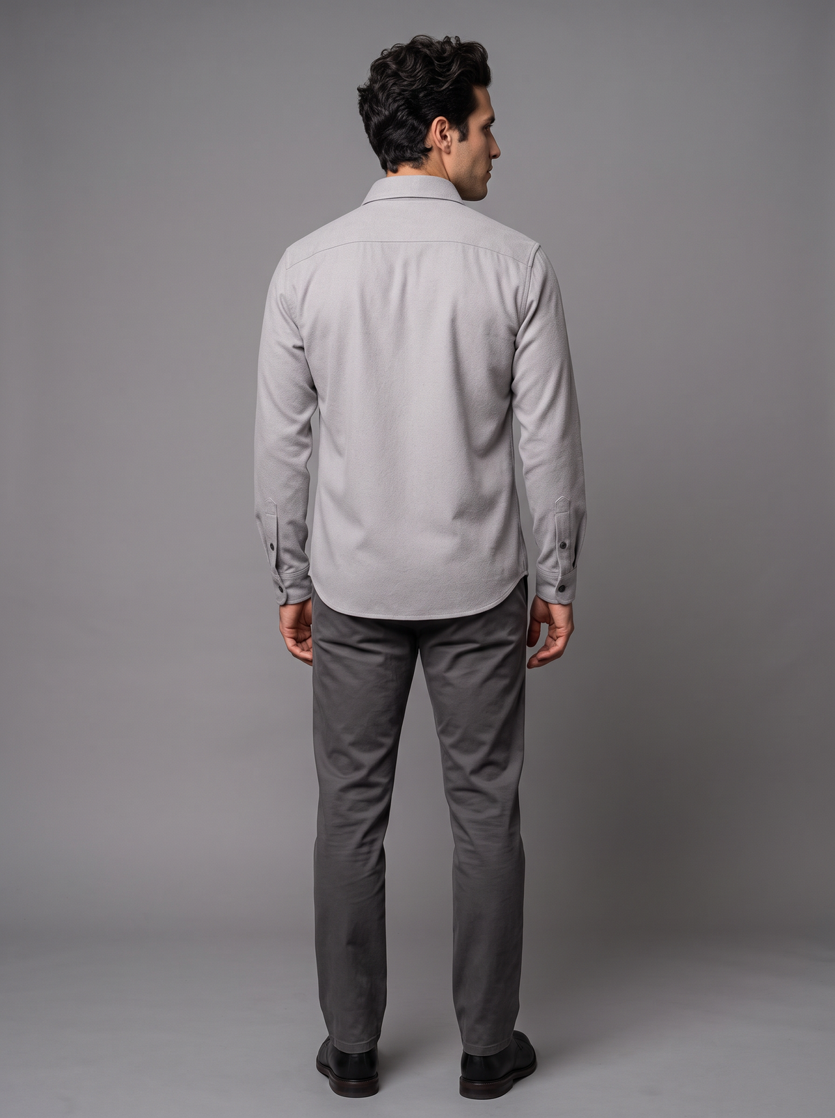 Men's Slim Overshirt – Brushed Shacket with Flap Pockets
