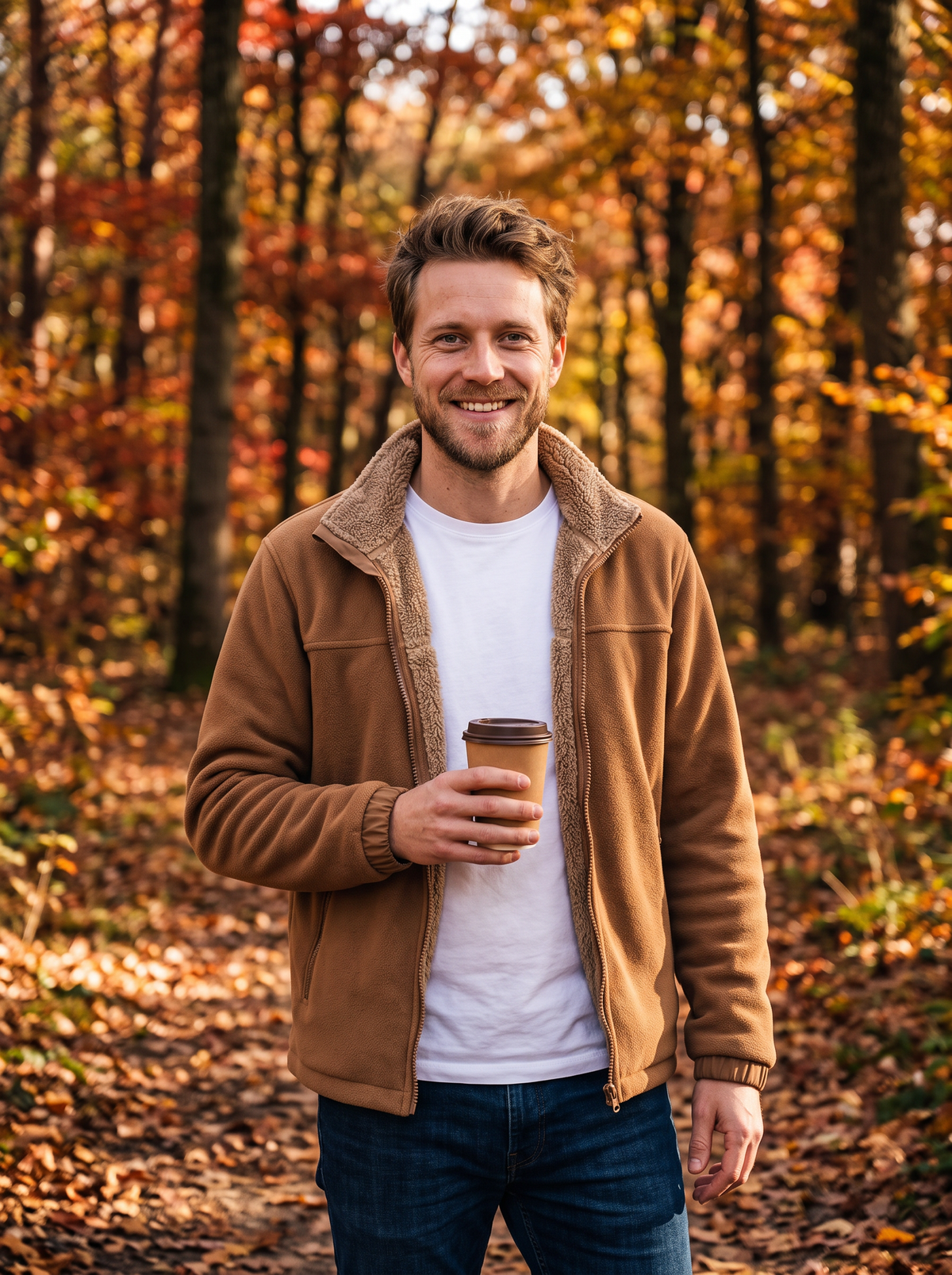 Men's Sherpa Lined Fleece Jacket – Zip Up Stand Collar