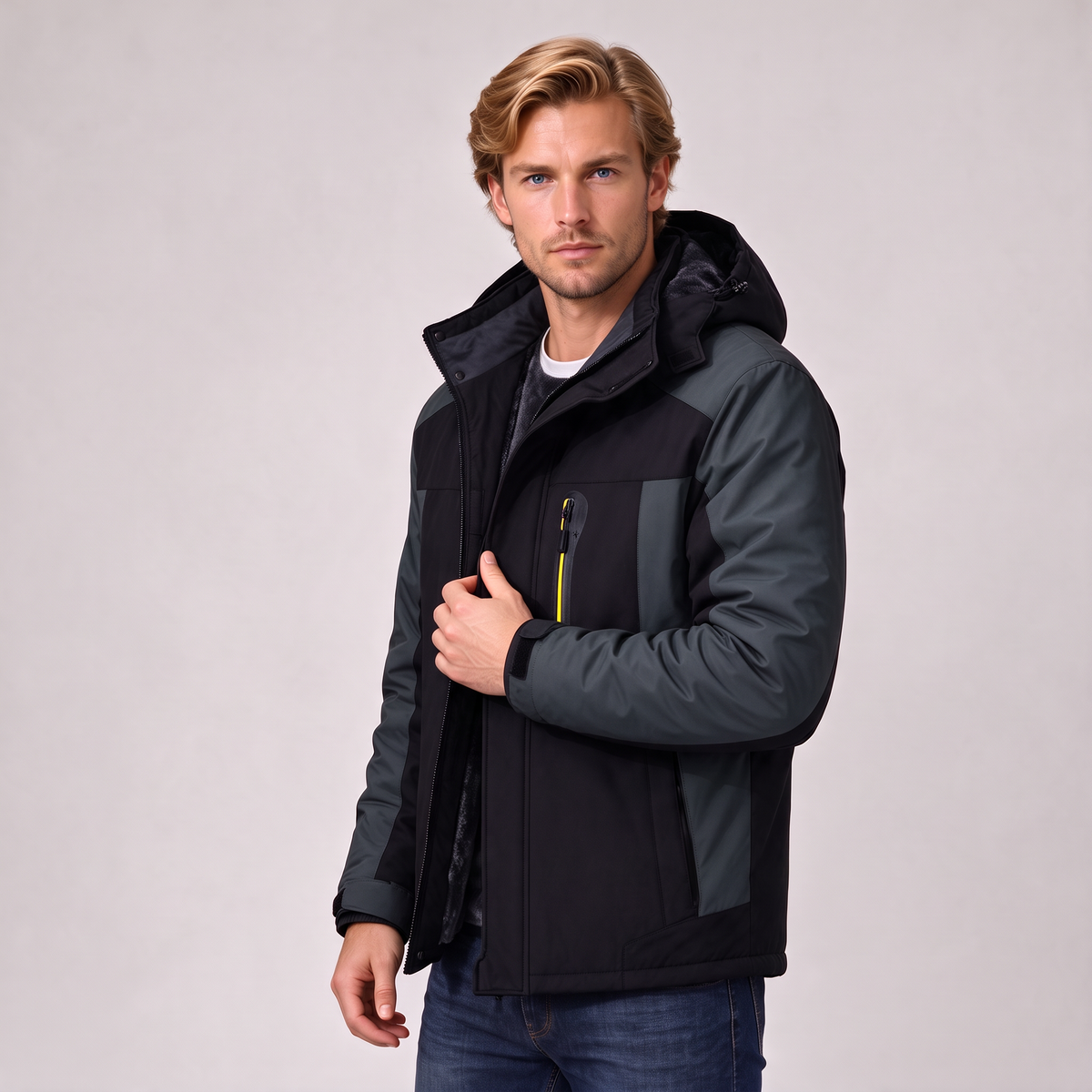 Men's Padded Winter Coat – Detachable Hood