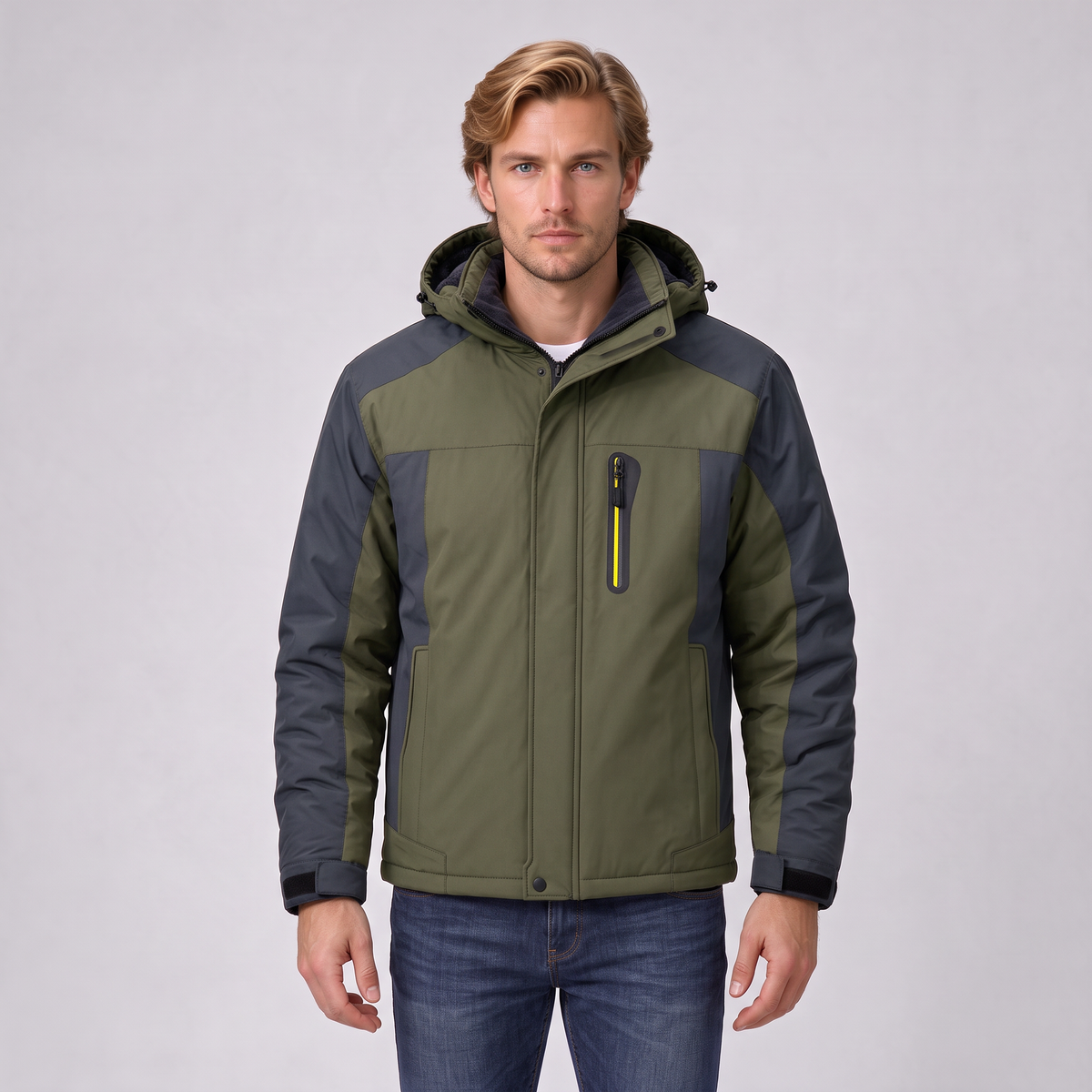 Men's Padded Winter Coat – Detachable Hood