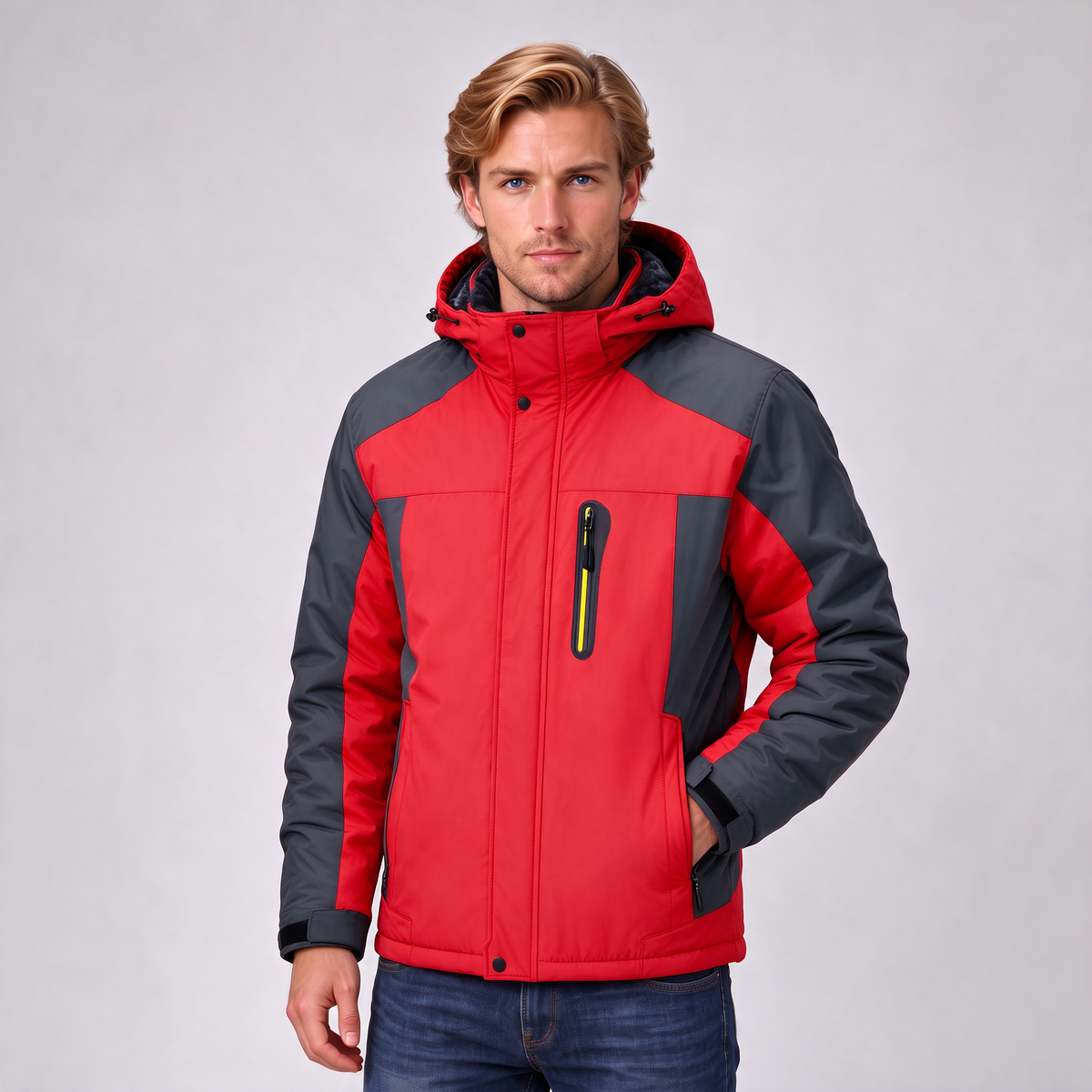 Men's Padded Winter Coat – Detachable Hood
