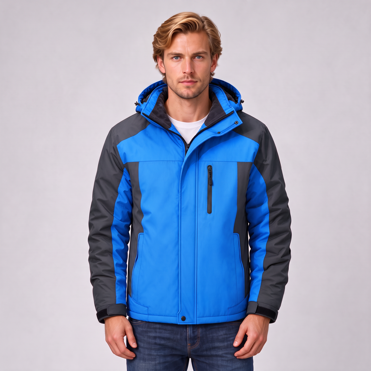 Men's Padded Winter Coat – Detachable Hood