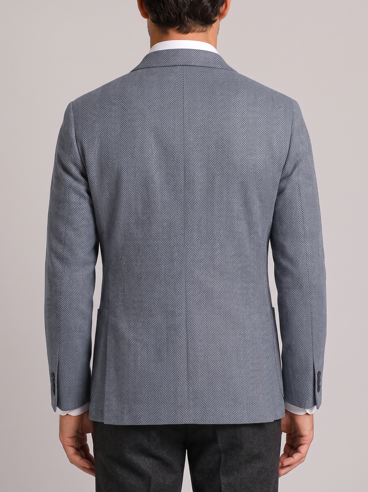 Men's Herringbone Sports Jacket with Patch Pockets