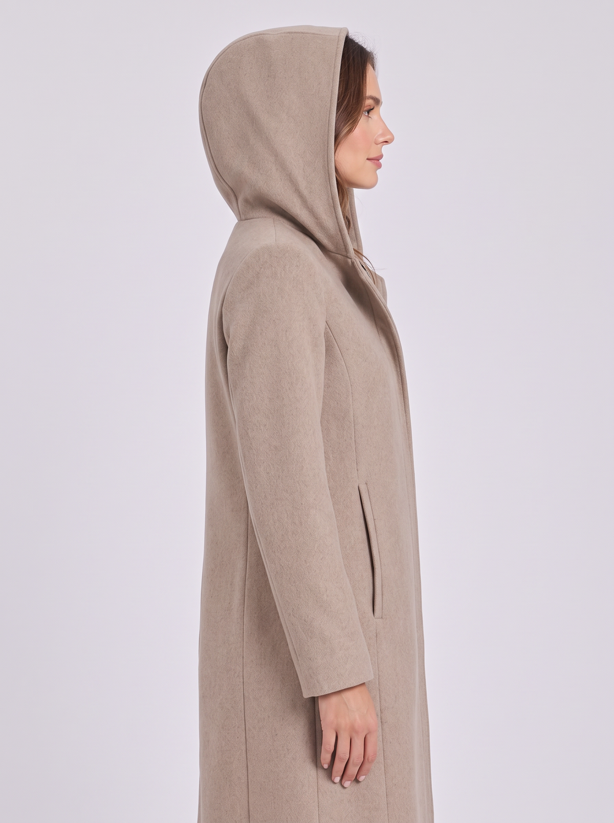 Women's Hooded Wool Coat – Zip-Front Winter Coat