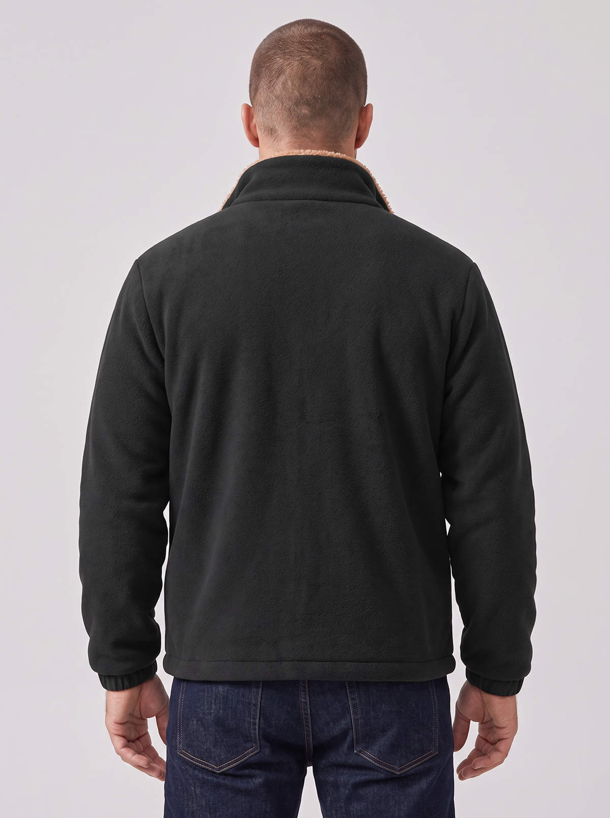 Men's Sherpa Lined Fleece Jacket – Full Zip with High Collar