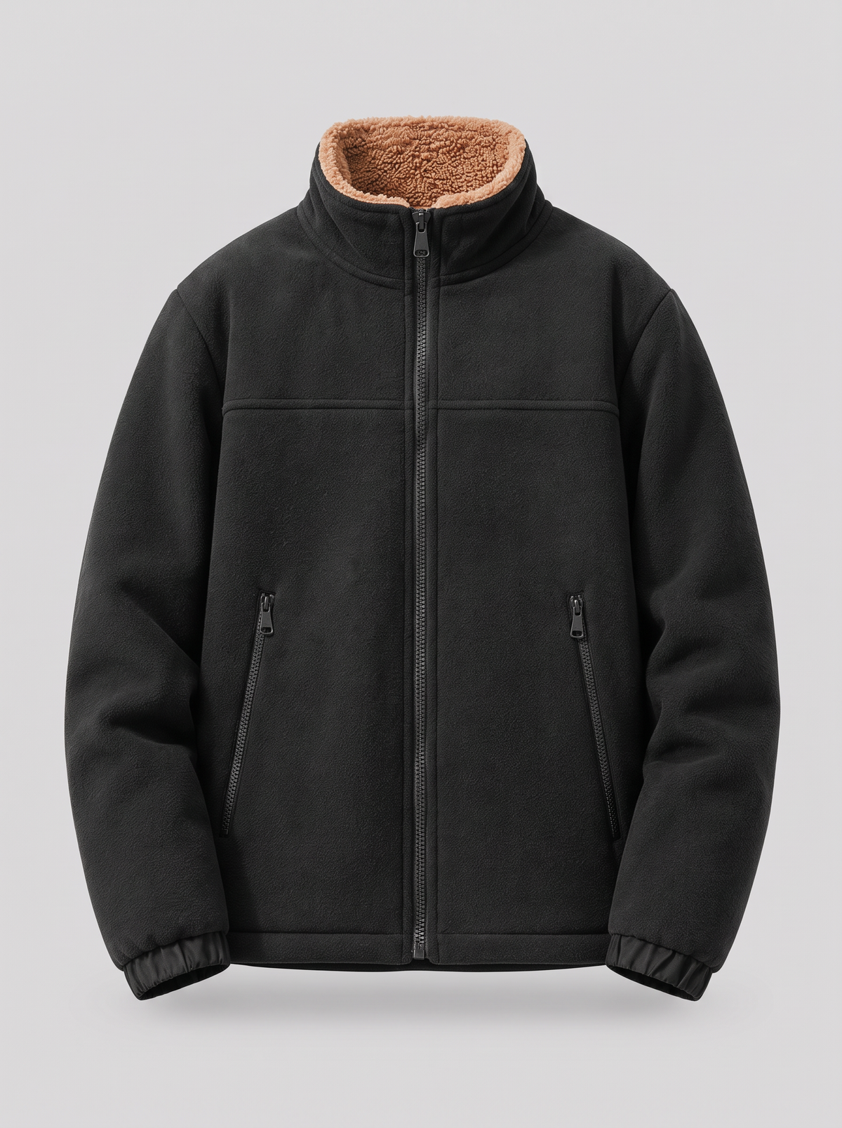 Men's Sherpa Lined Fleece Jacket – Full Zip with High Collar