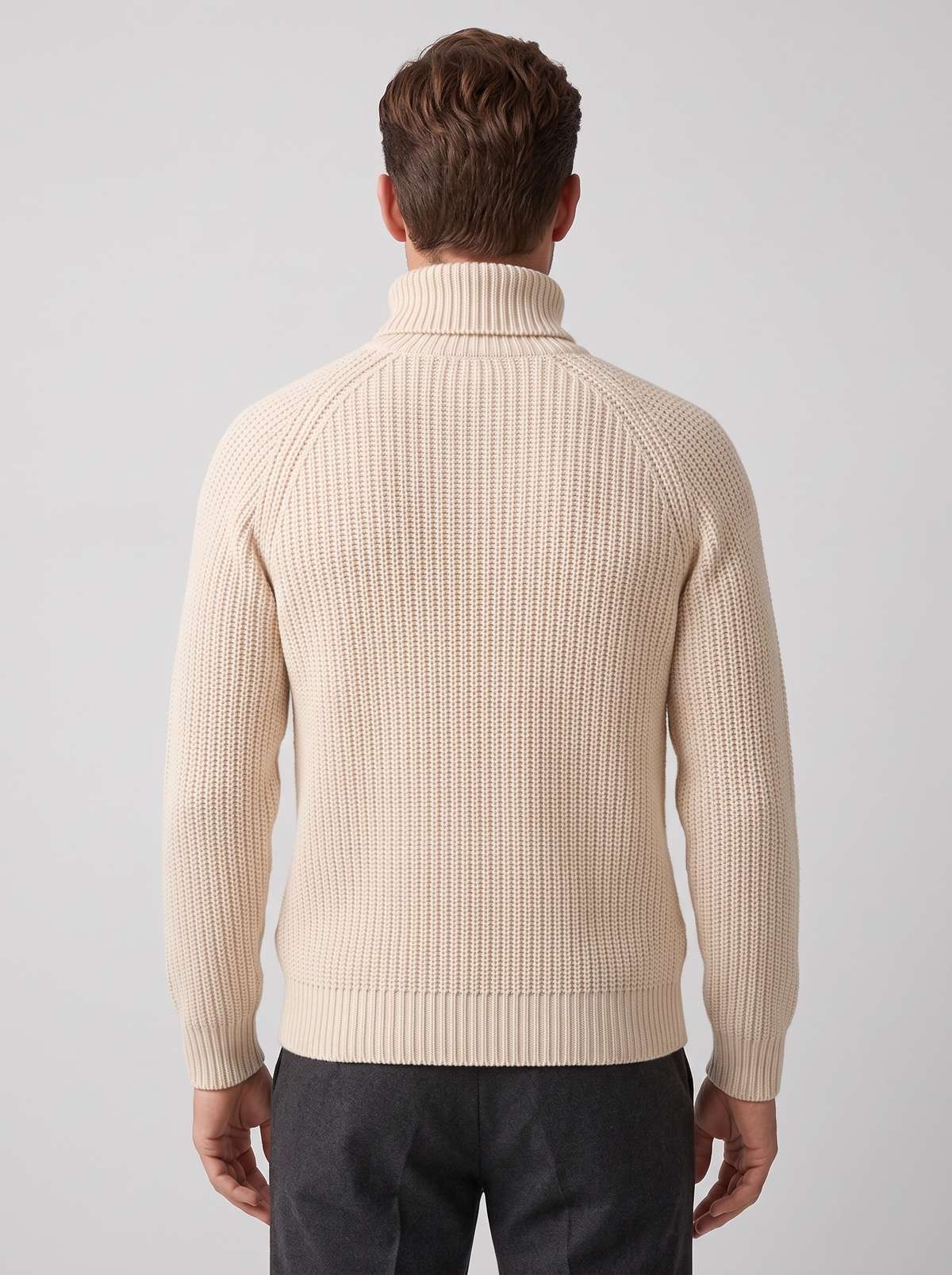 Men's Chunky Roll Neck Jumper – Ribbed Knit Turtleneck