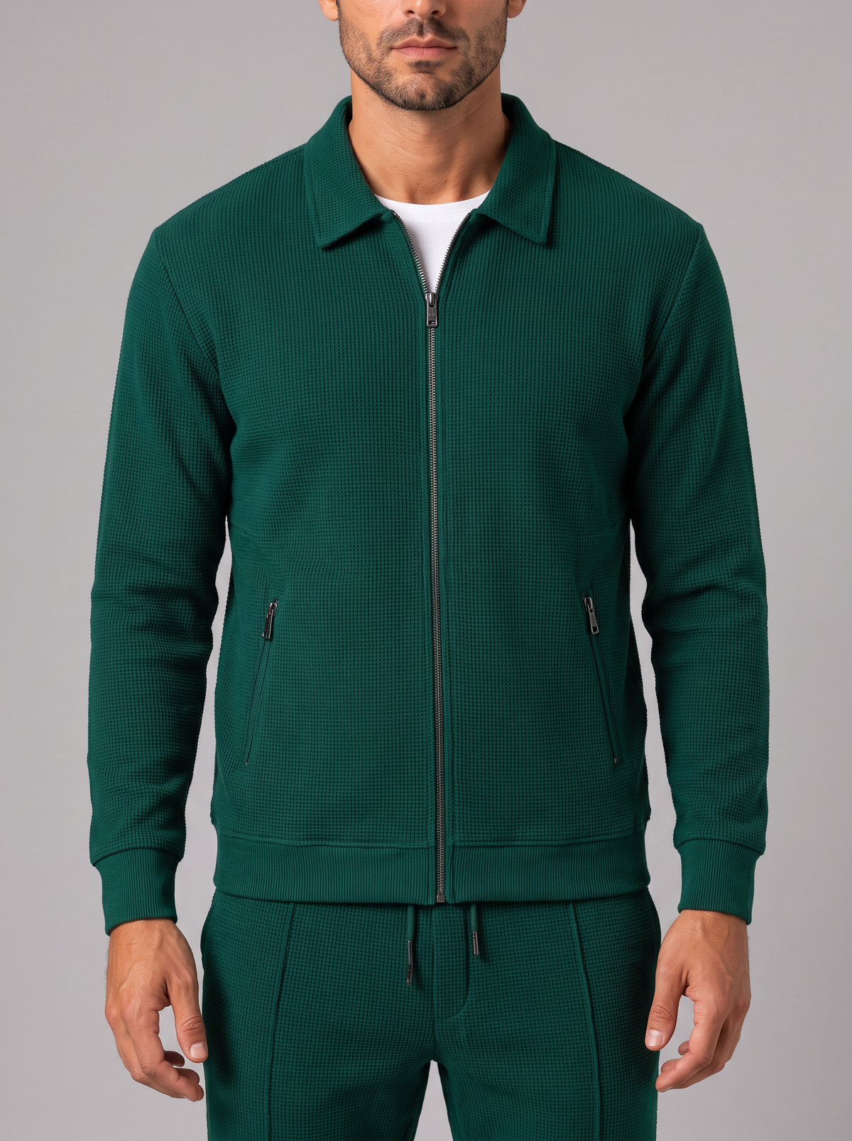 Men's Waffle Co-ord Set – Zip Jacket and Tapered Joggers