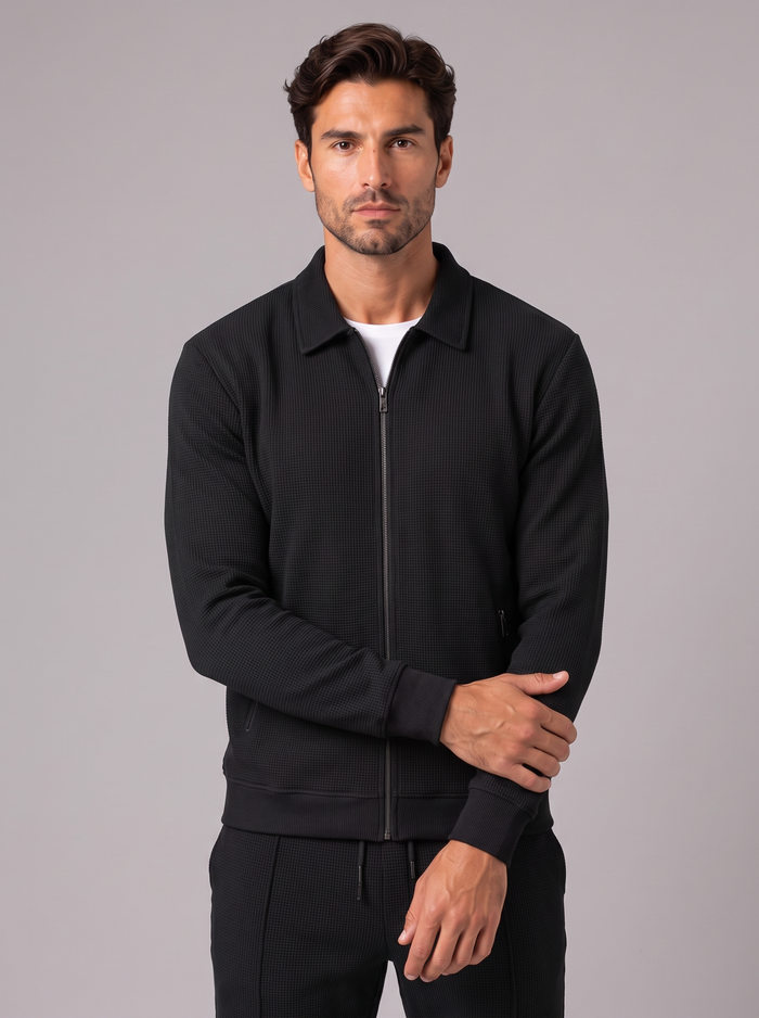 Men's Waffle Co-ord Set – Zip Jacket and Tapered Joggers