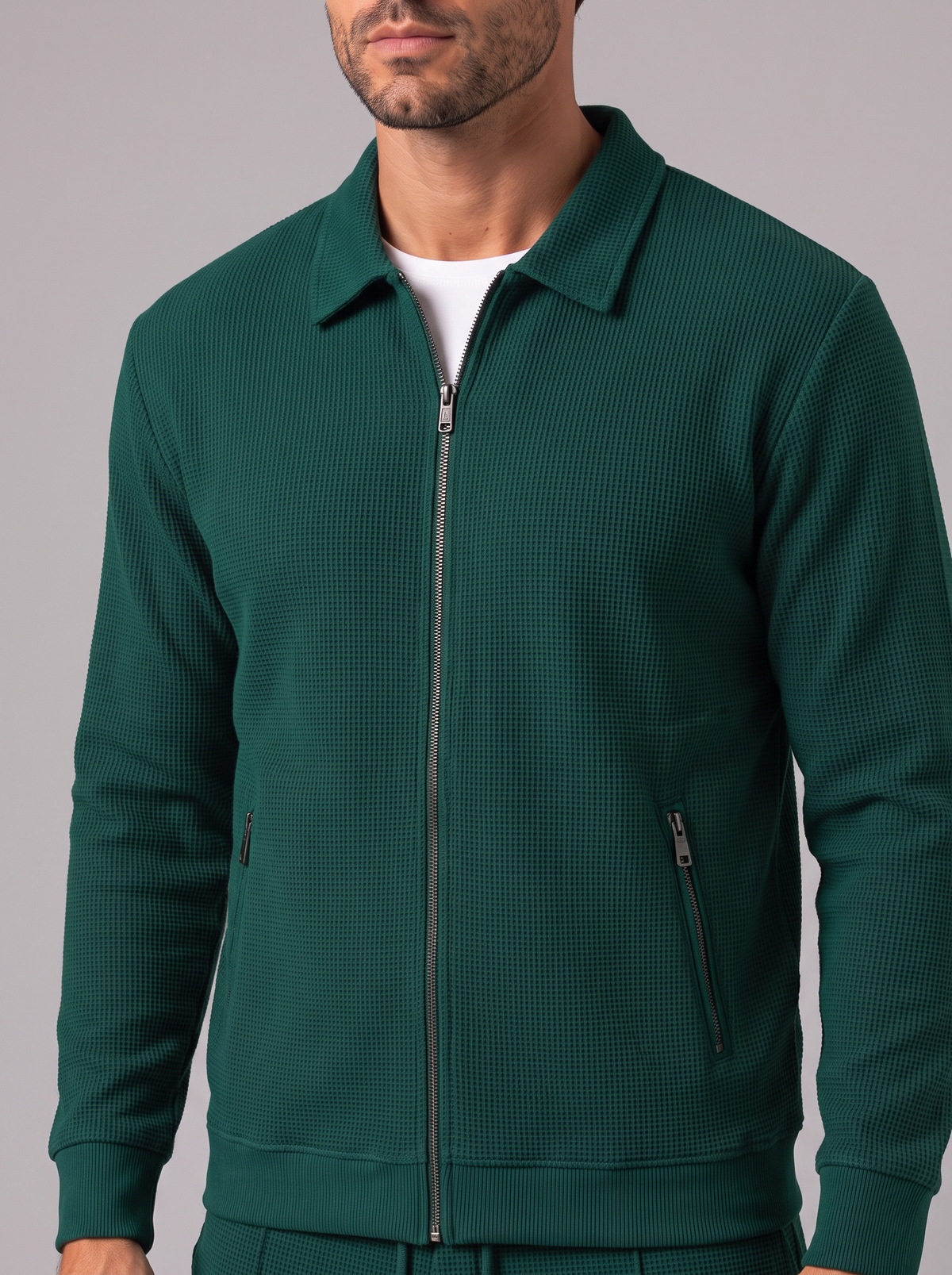 Men's Waffle Co-ord Set – Zip Jacket and Tapered Joggers