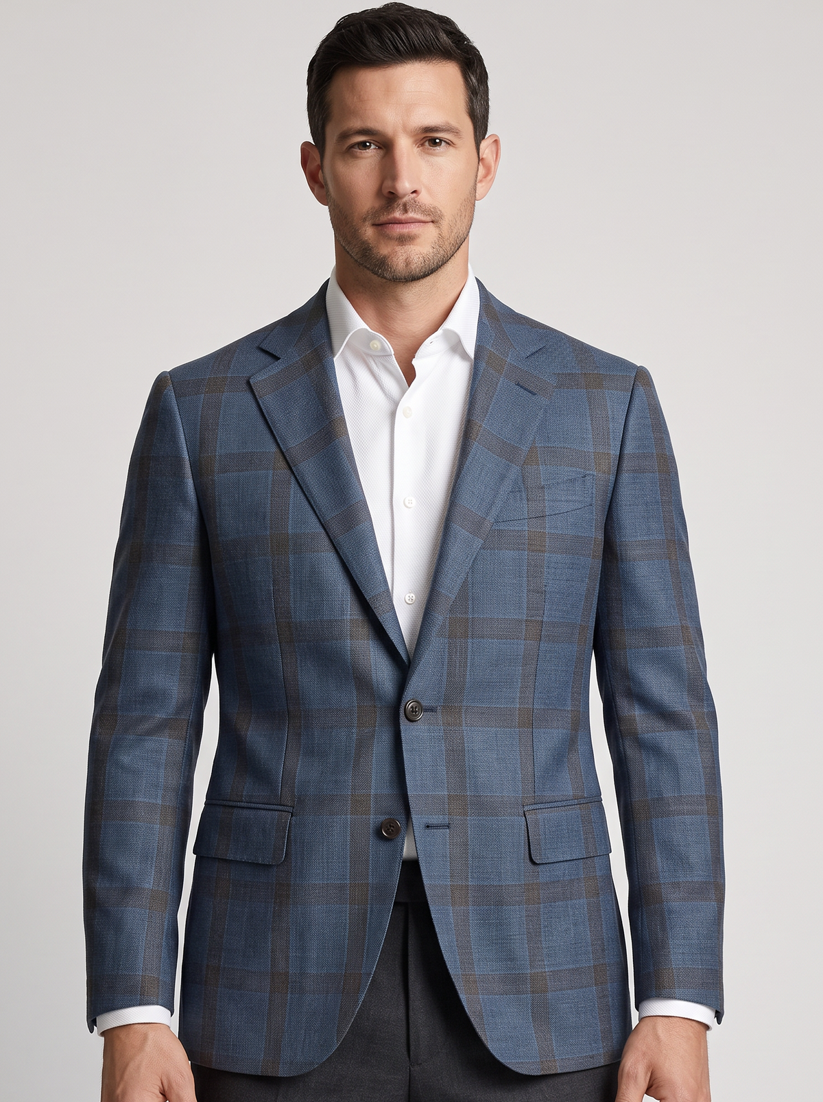 Men's Checked Blazer – Tailored Two-Button Sports Jacket