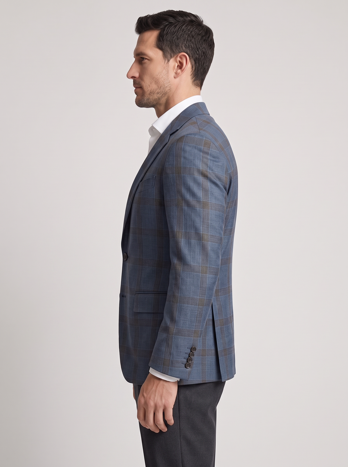 Men's Checked Blazer – Tailored Two-Button Sports Jacket
