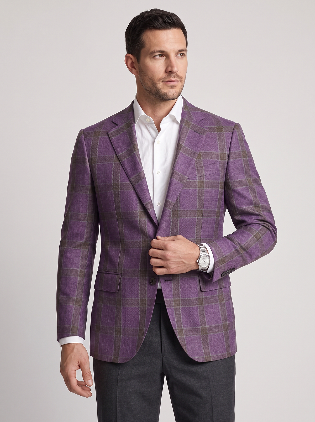 Men's Checked Blazer – Tailored Two-Button Sports Jacket